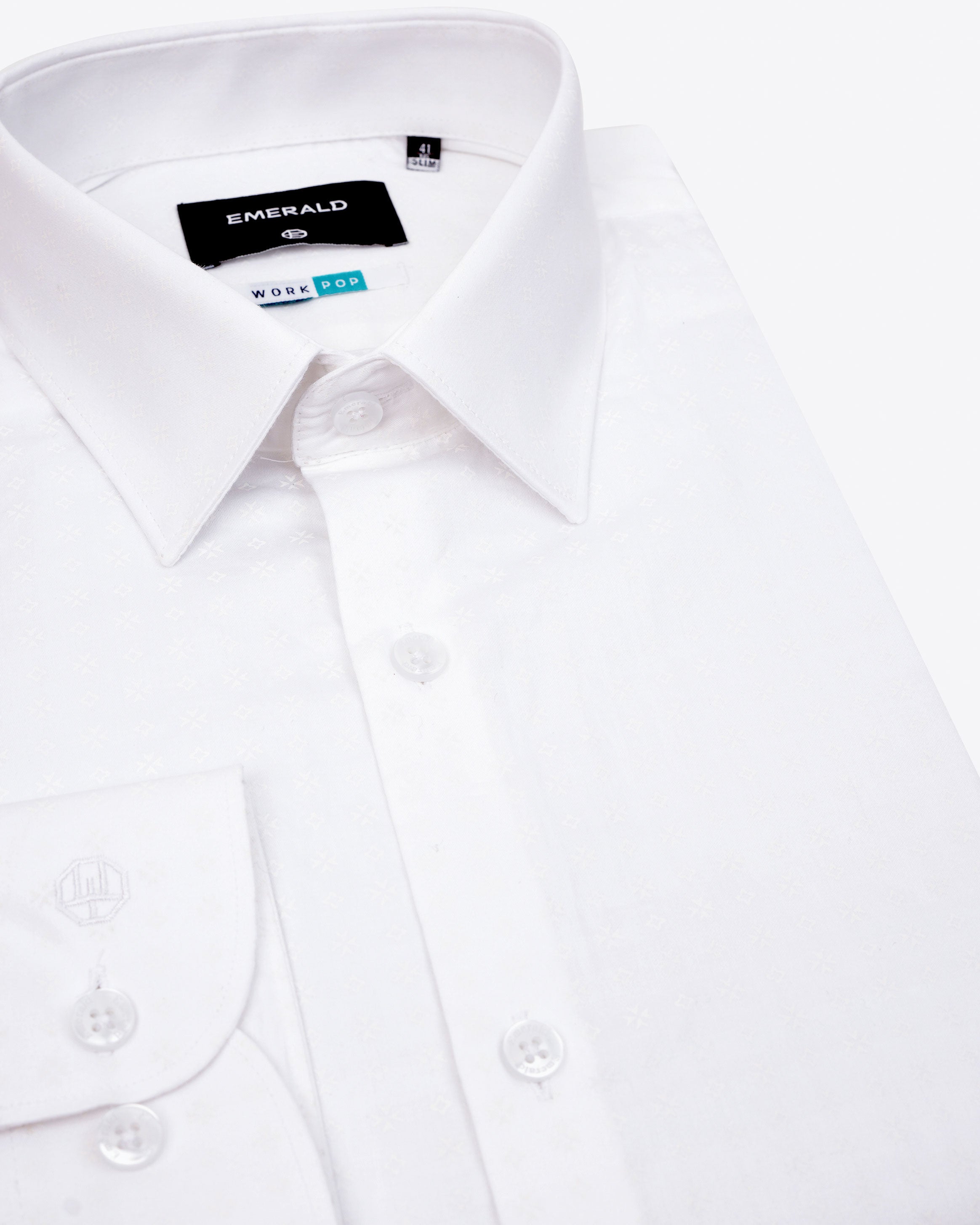 Emerald Formal Printed Slim Fit-White