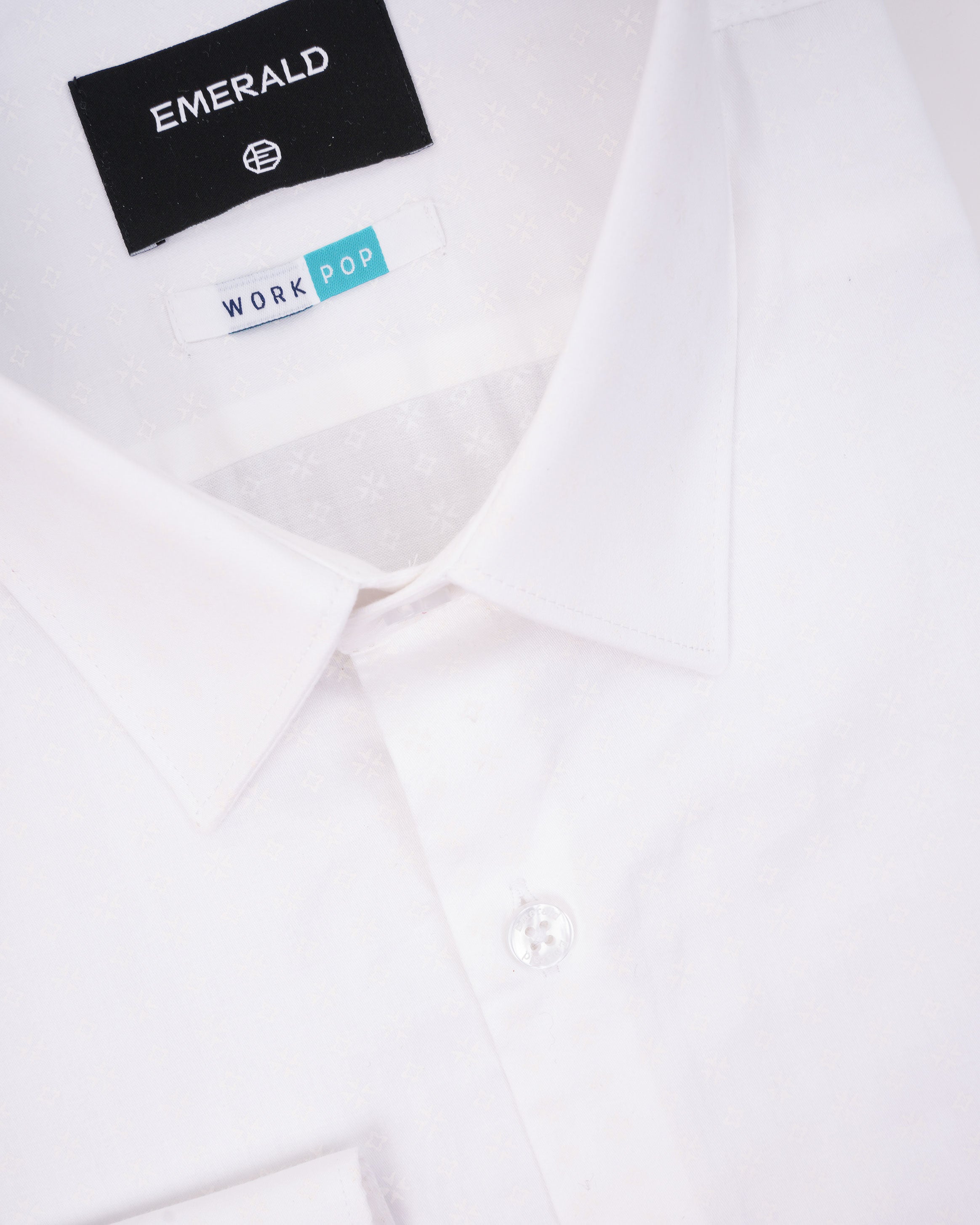 Emerald Formal Printed Slim Fit-White