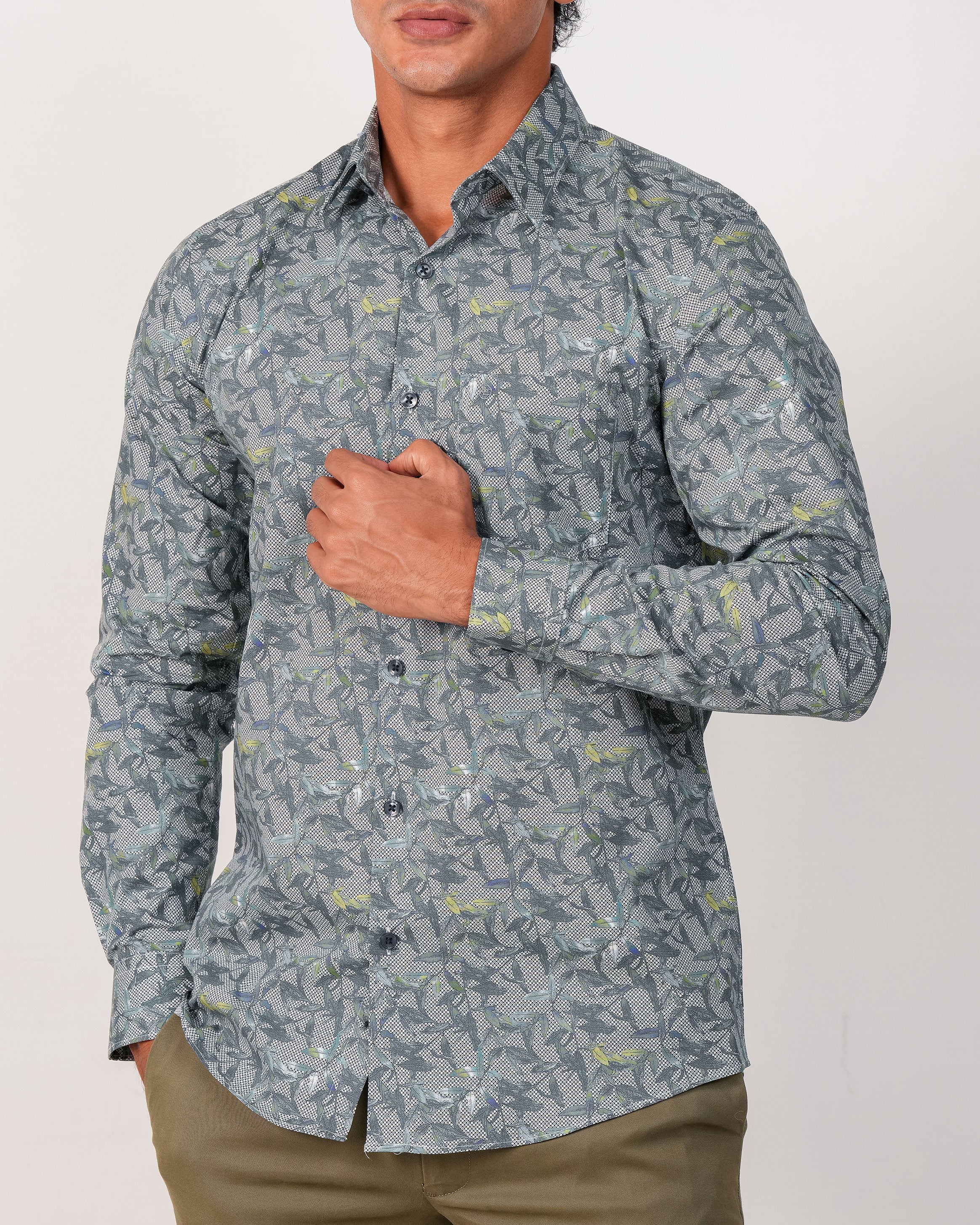 Emerald Evening Printed Slim Fit - Dark Blue