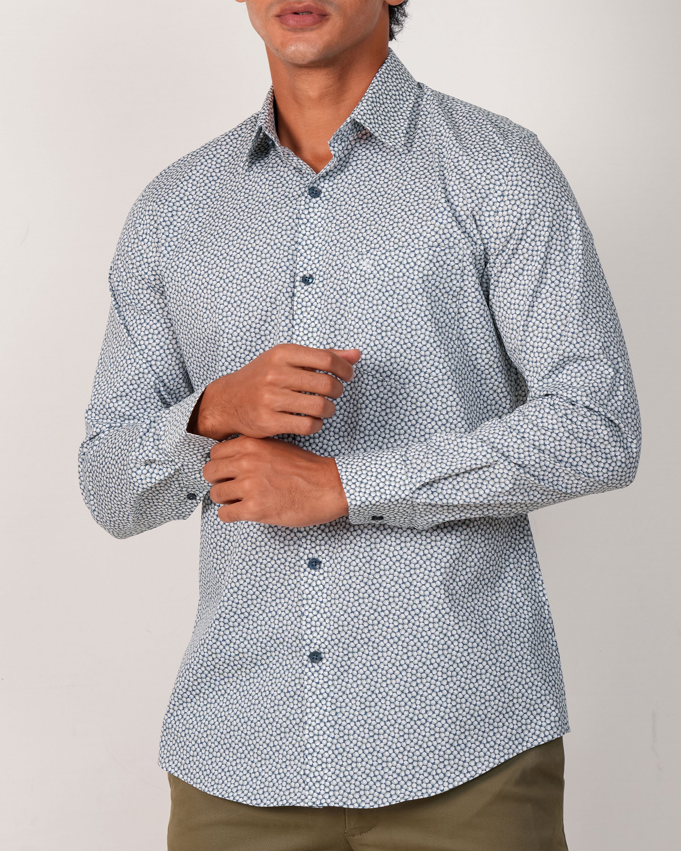 Emerald Evening Printed Slim Fit - Blue Marina