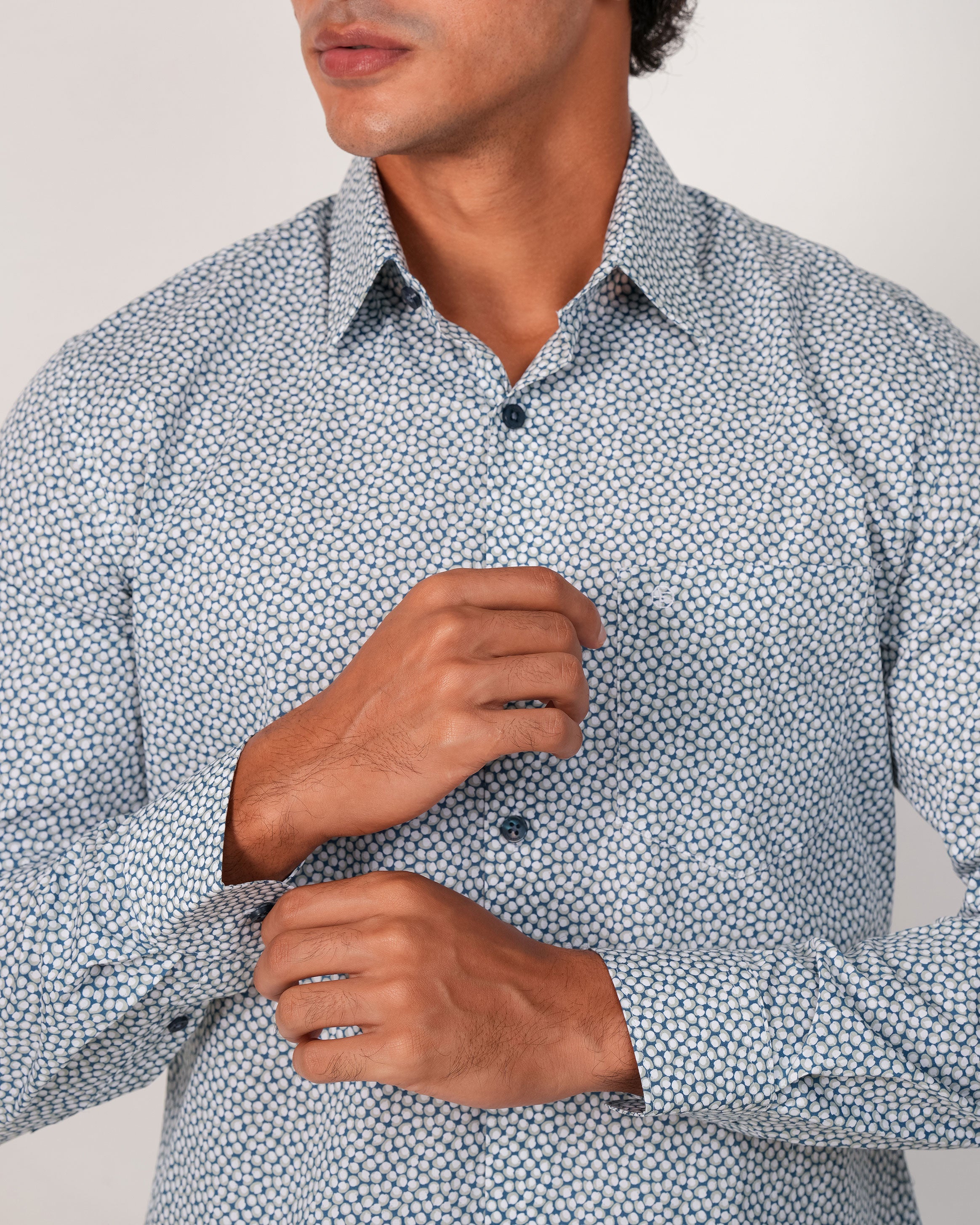 Emerald Evening Printed Slim Fit - Blue Marina