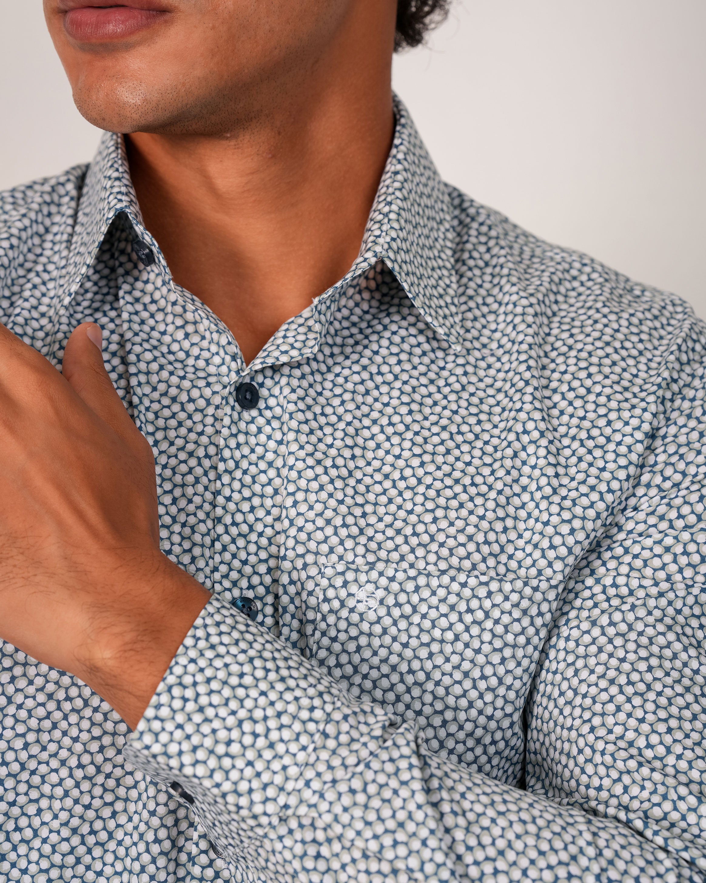 Emerald Evening Printed Slim Fit - Blue Marina