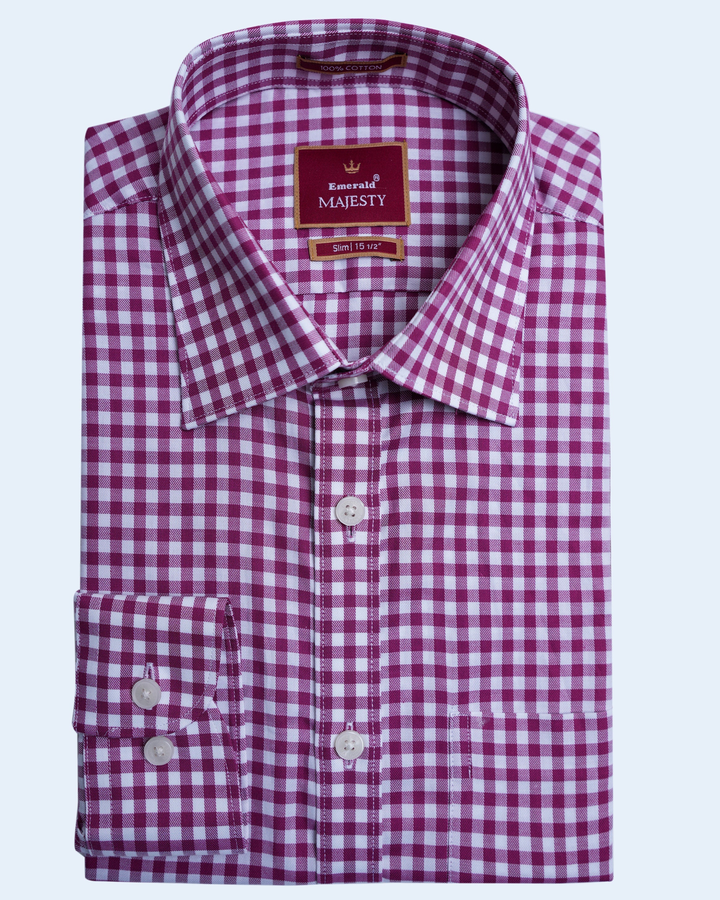 Emerald Majesty Checks Slim Fit-Blackberry Wine