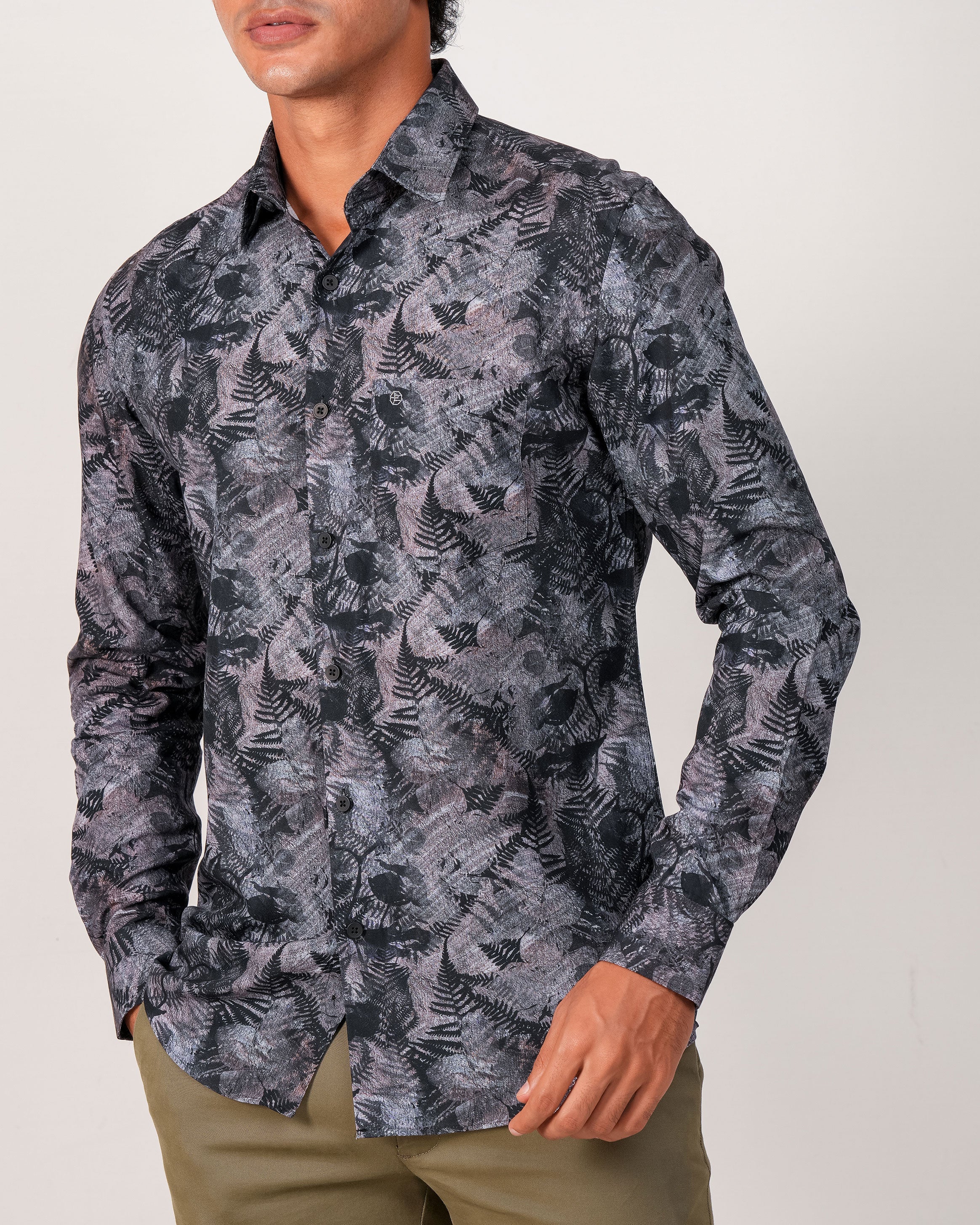 Emerald Evening Printed Slim Fit - Black