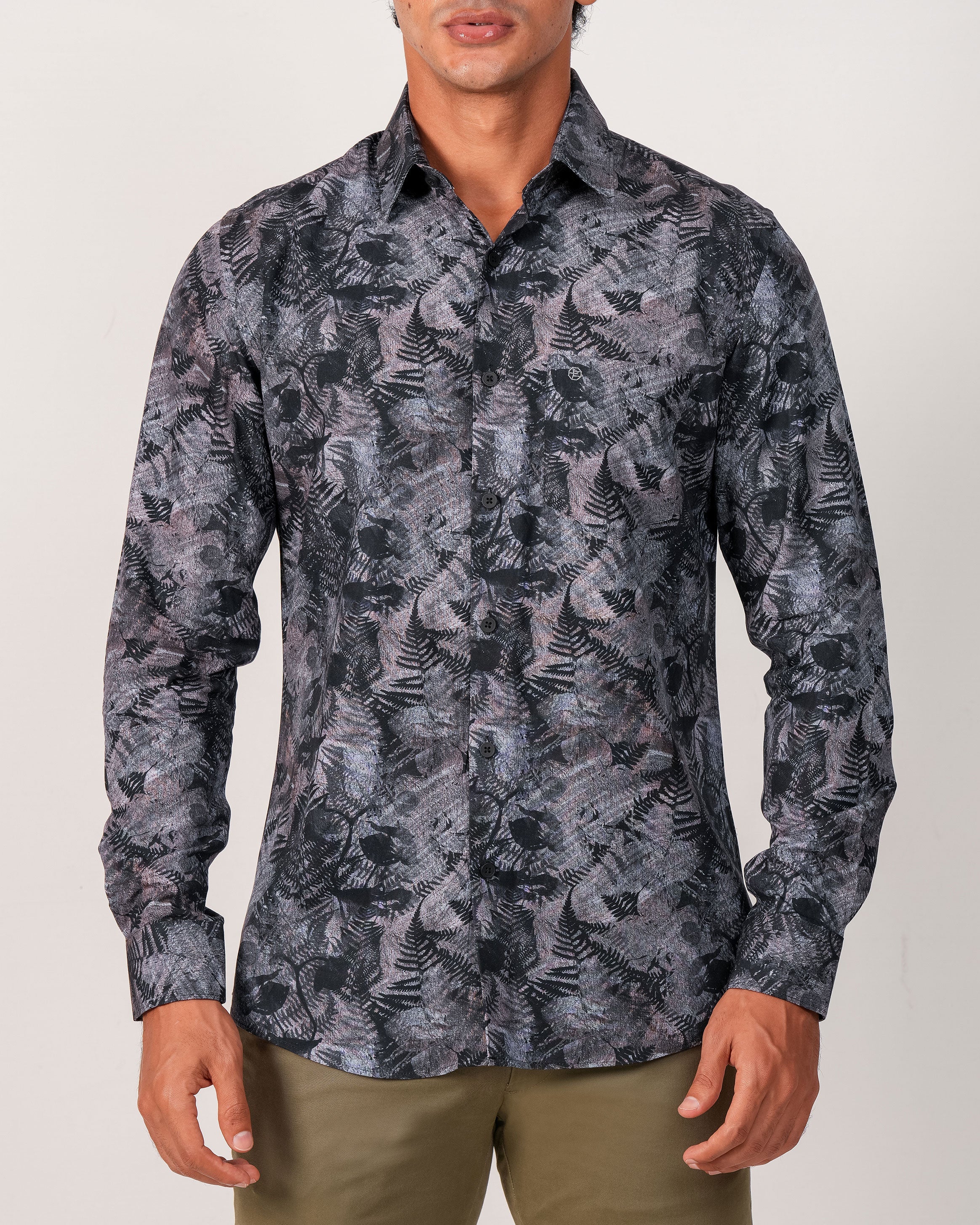 Emerald Evening Printed Slim Fit - Black