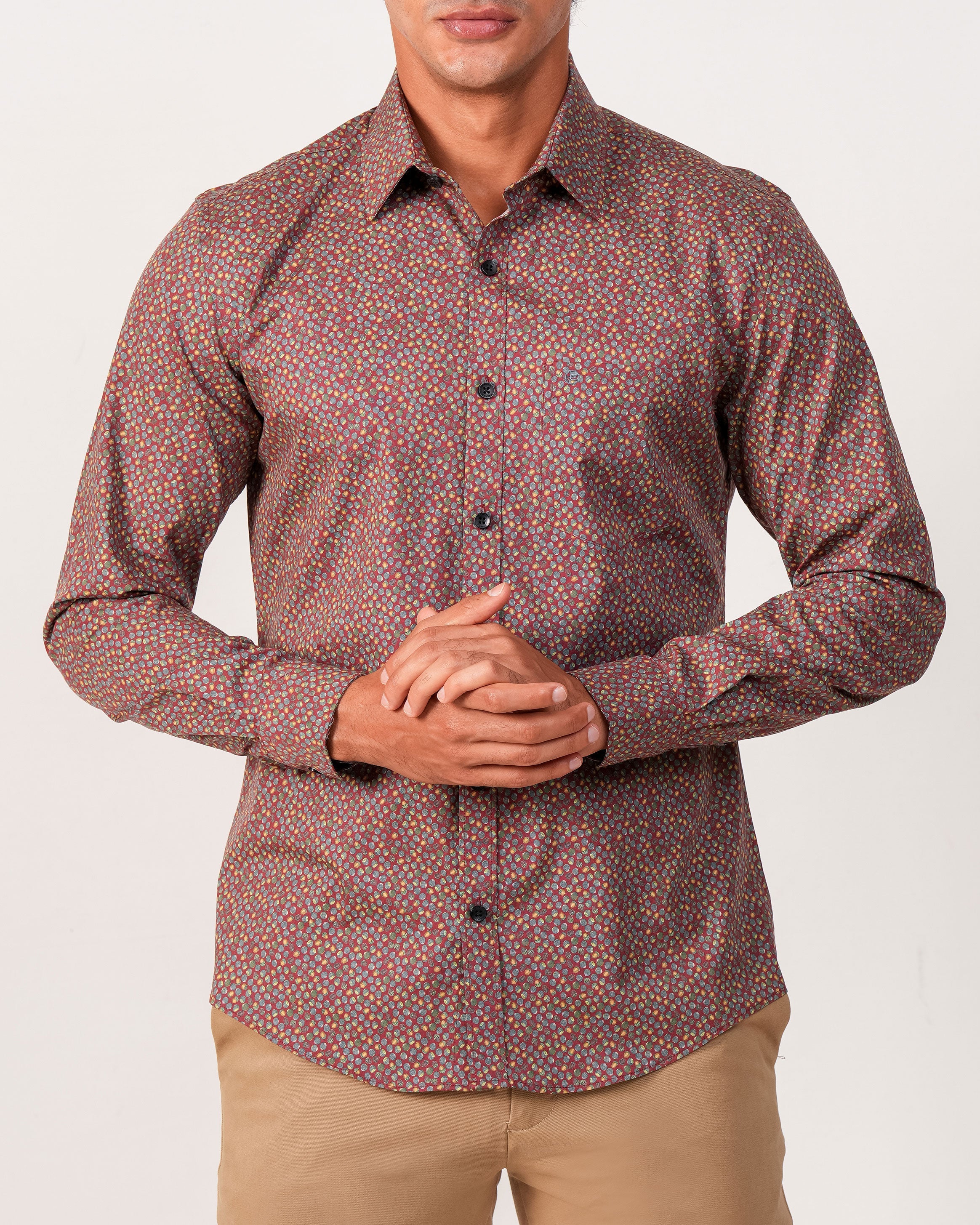 Emerald Evening Printed Slim Fit - Biking Red