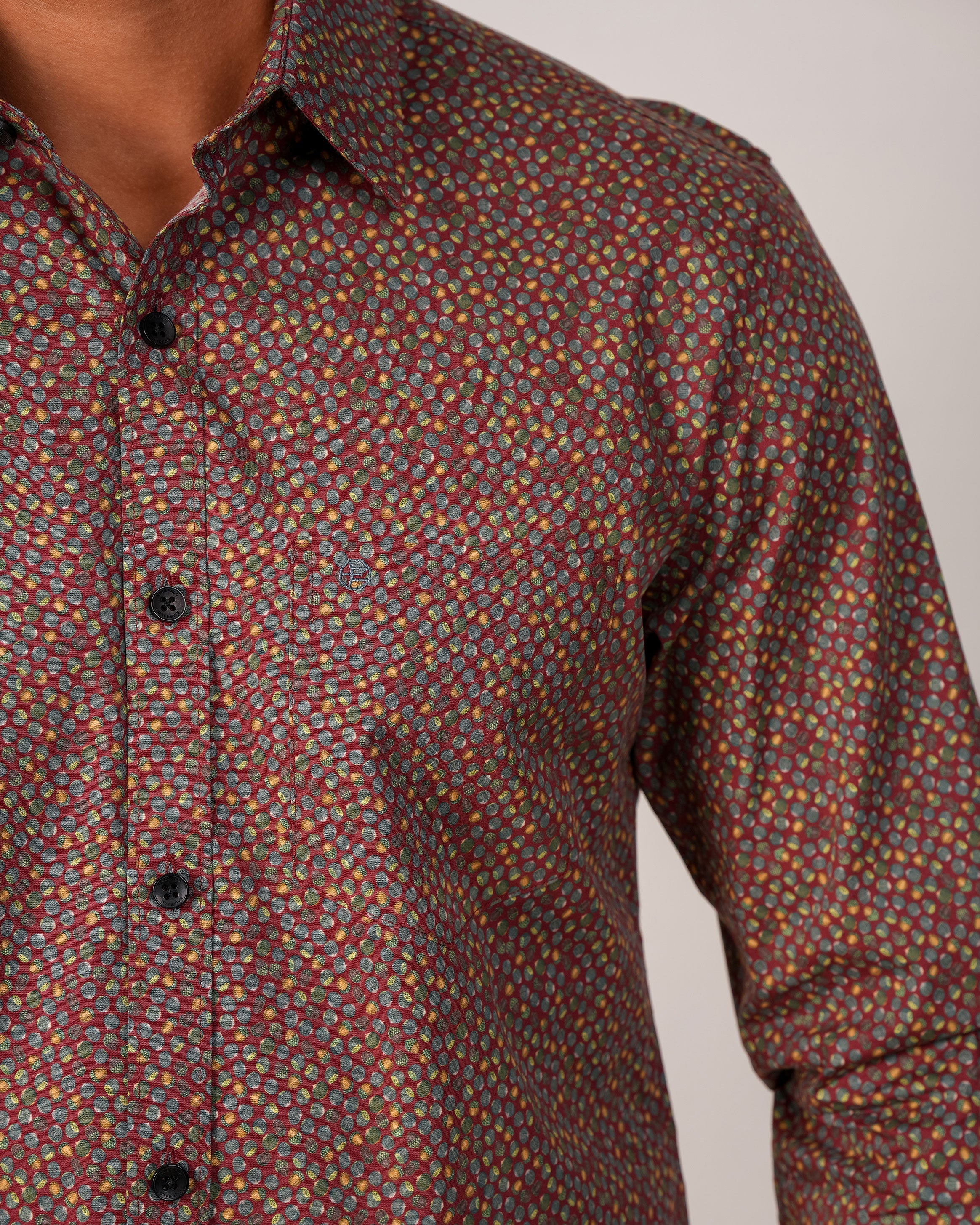 Emerald Evening Printed Slim Fit - Biking Red