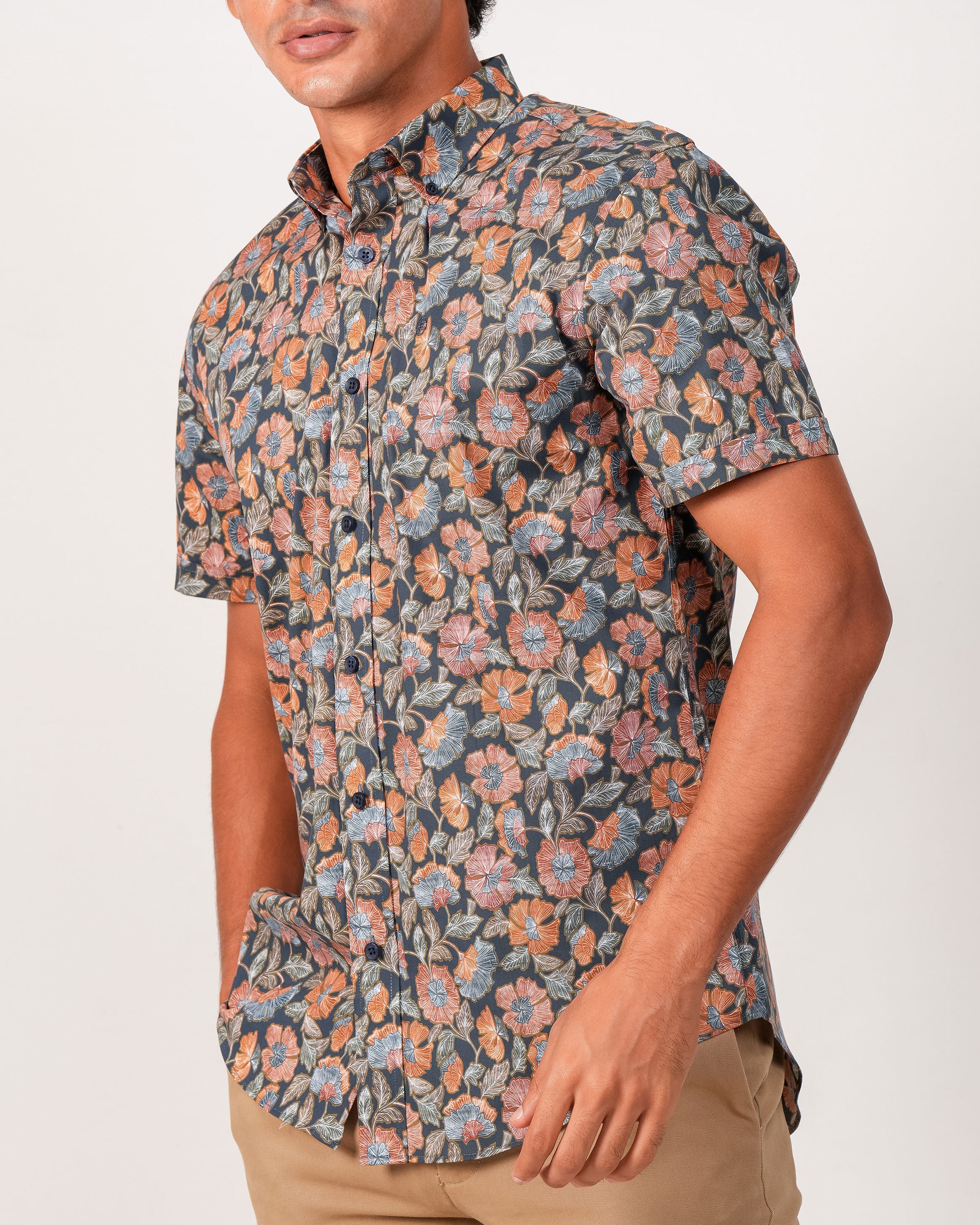 Emerald Casual Printed Regular Fit - Patriat Blue