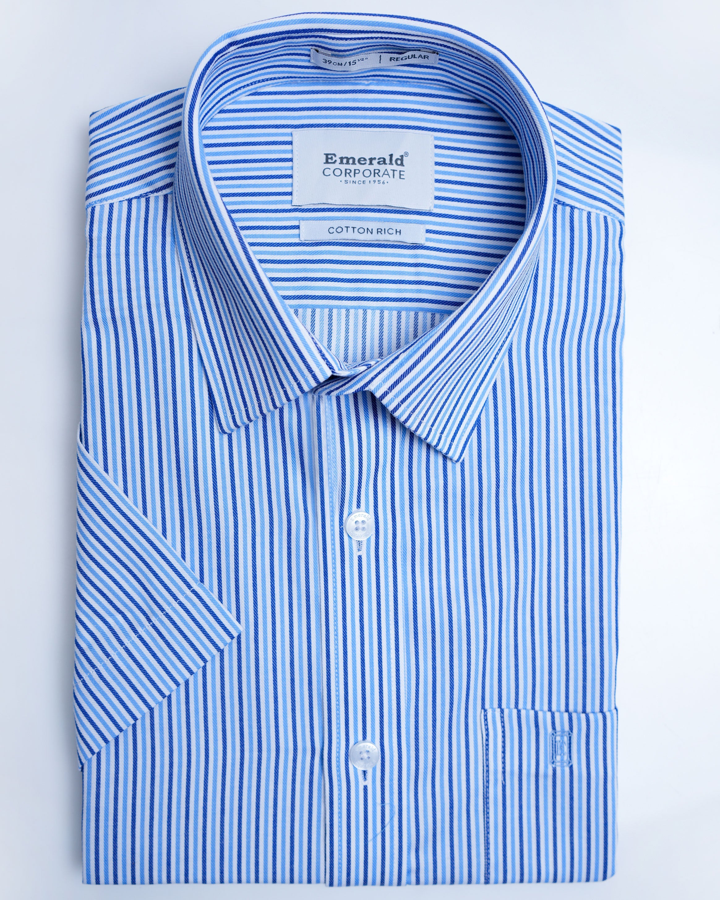 Emerald Corporate Stripe Regular Fit-Cashmere Blue