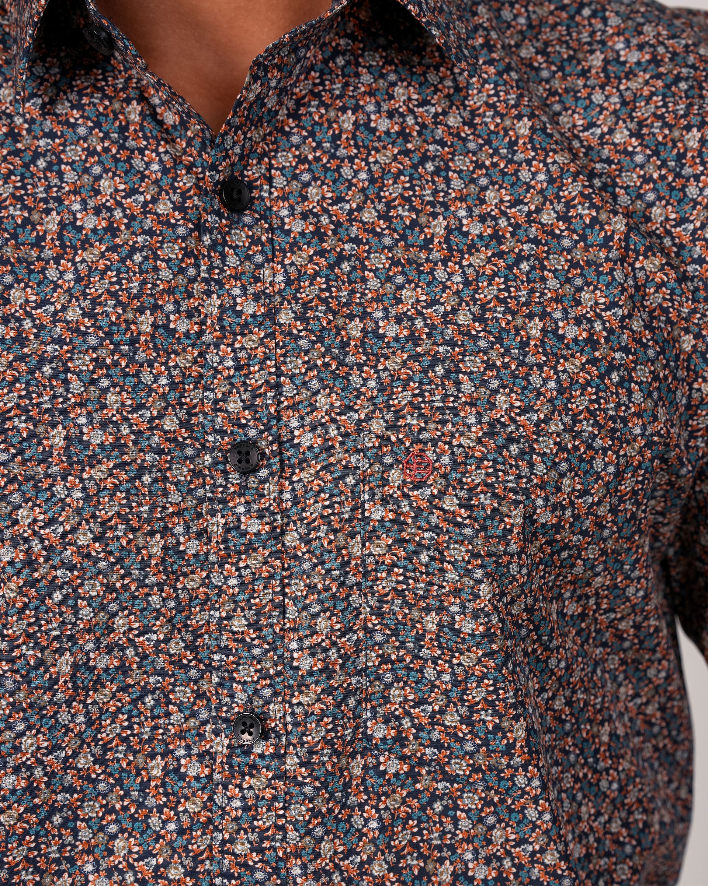 Emerald Evening Printed Slim Fit - Copper Brown