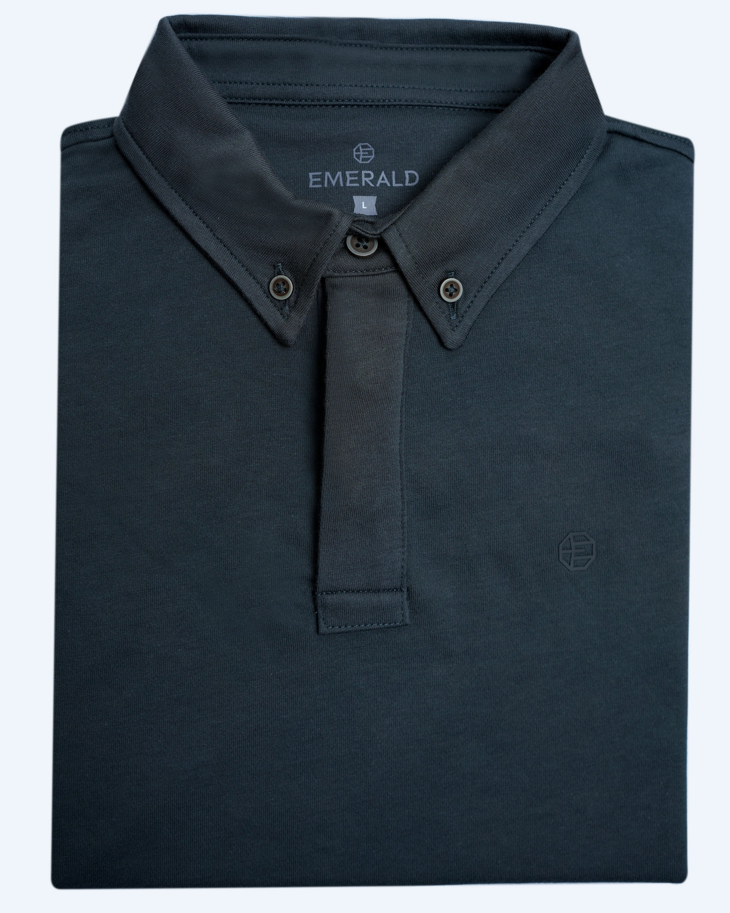 Emerald Polo Plain Slim Fit-Cloud Burst