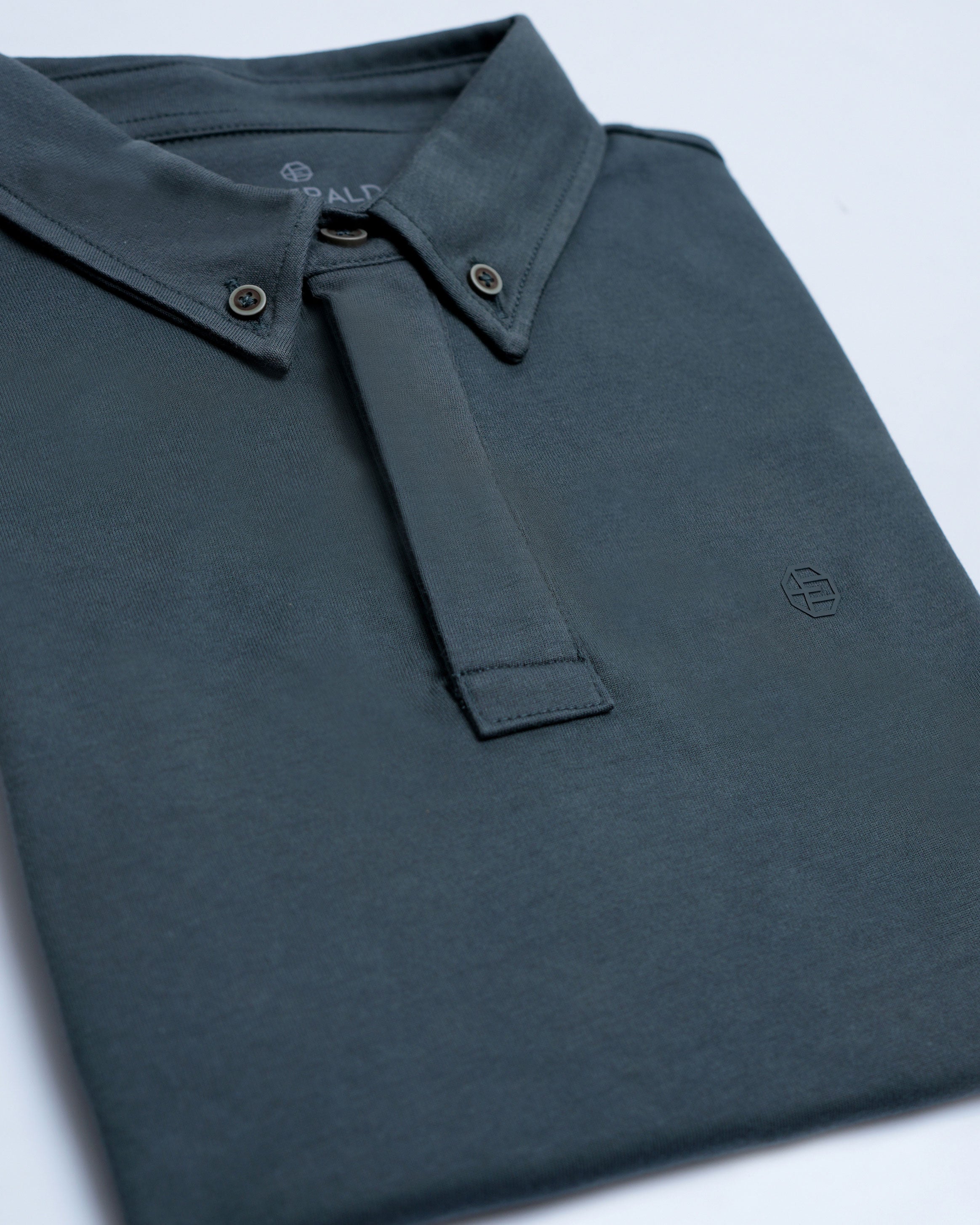 Emerald Polo Plain Slim Fit-Cloud Burst