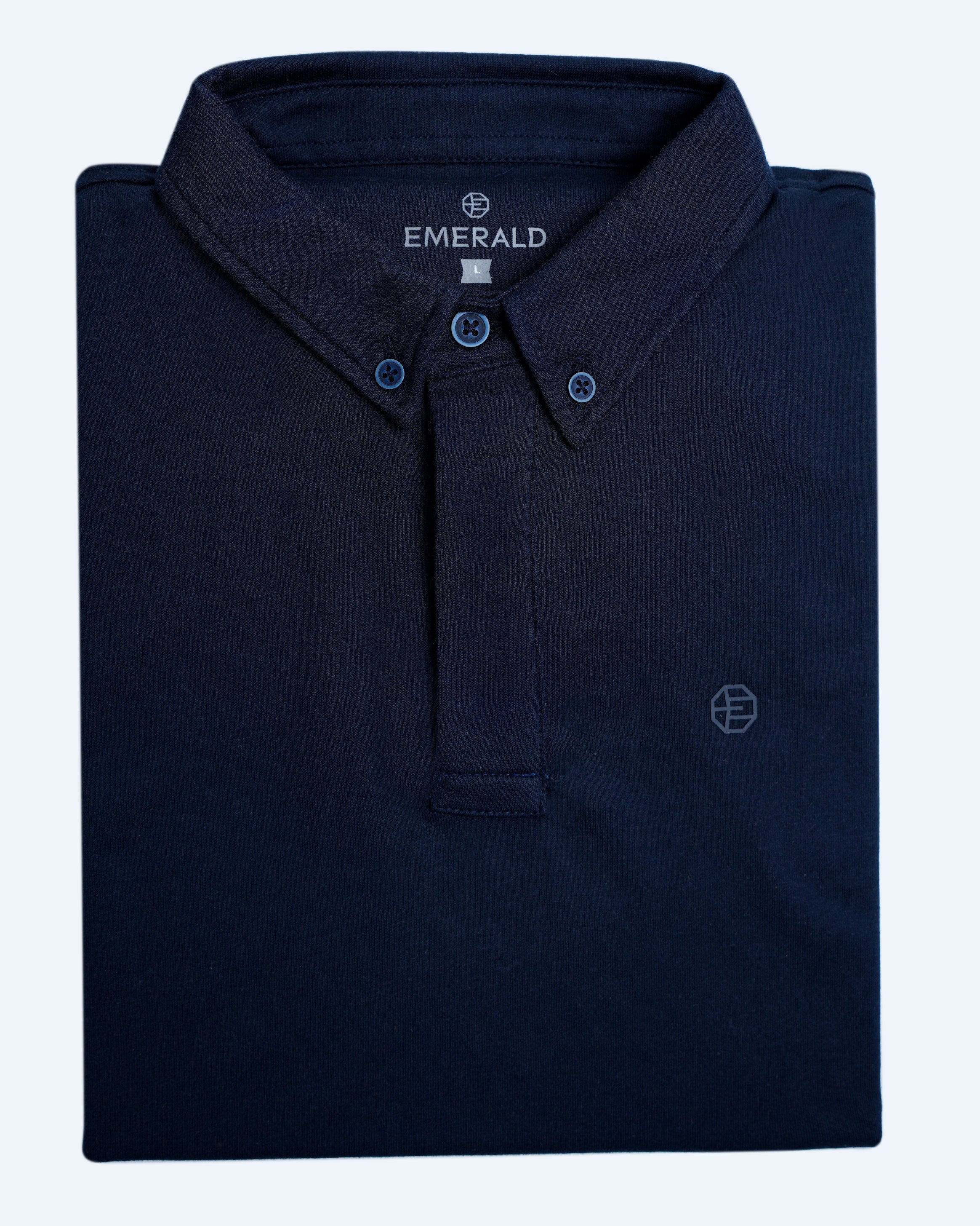 Emerald Polo Plain Slim Fit-Blue Depths