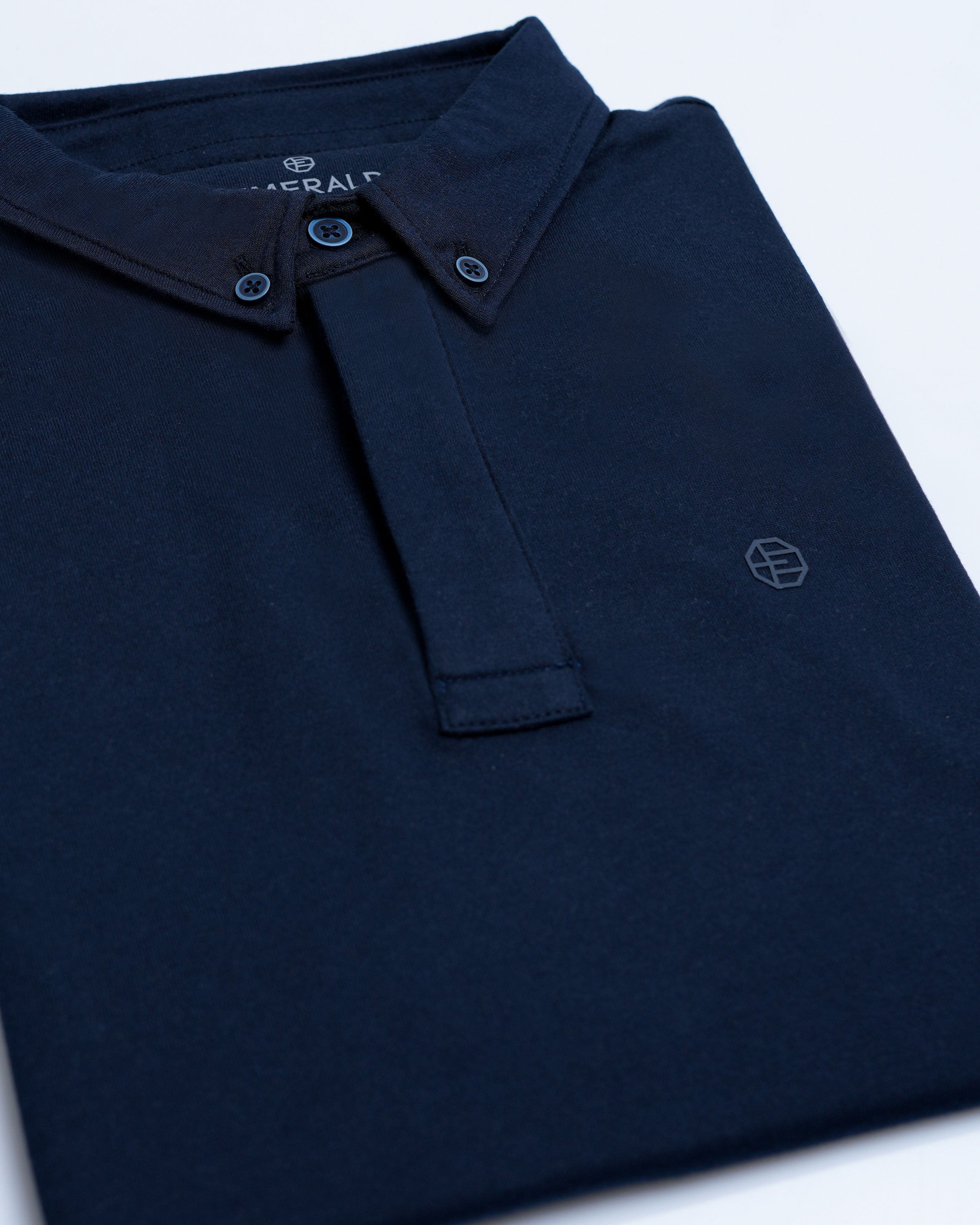 Emerald Polo Plain Slim Fit-Blue Depths