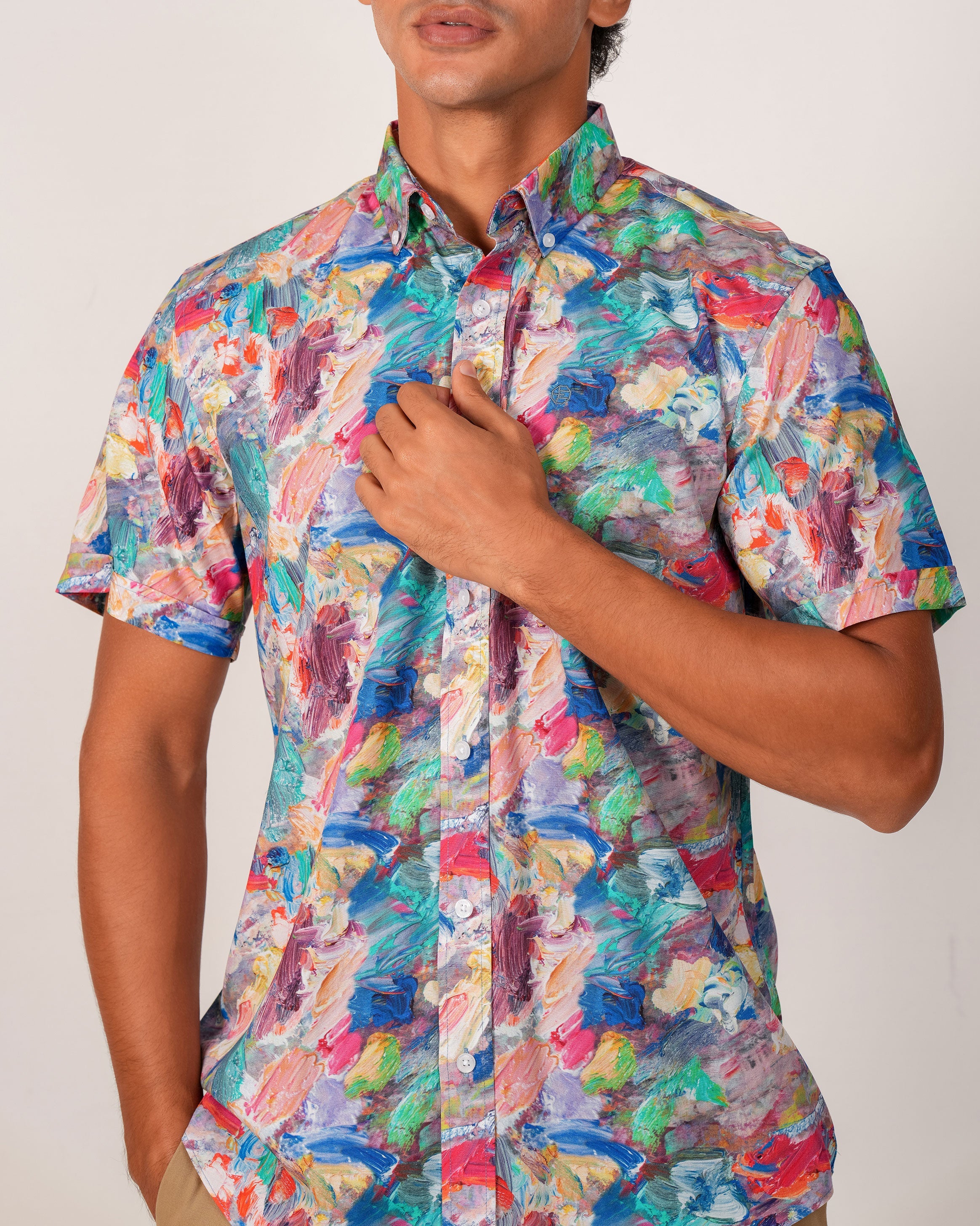 Emerald Casual Printed Regular Fit - Orange Flame