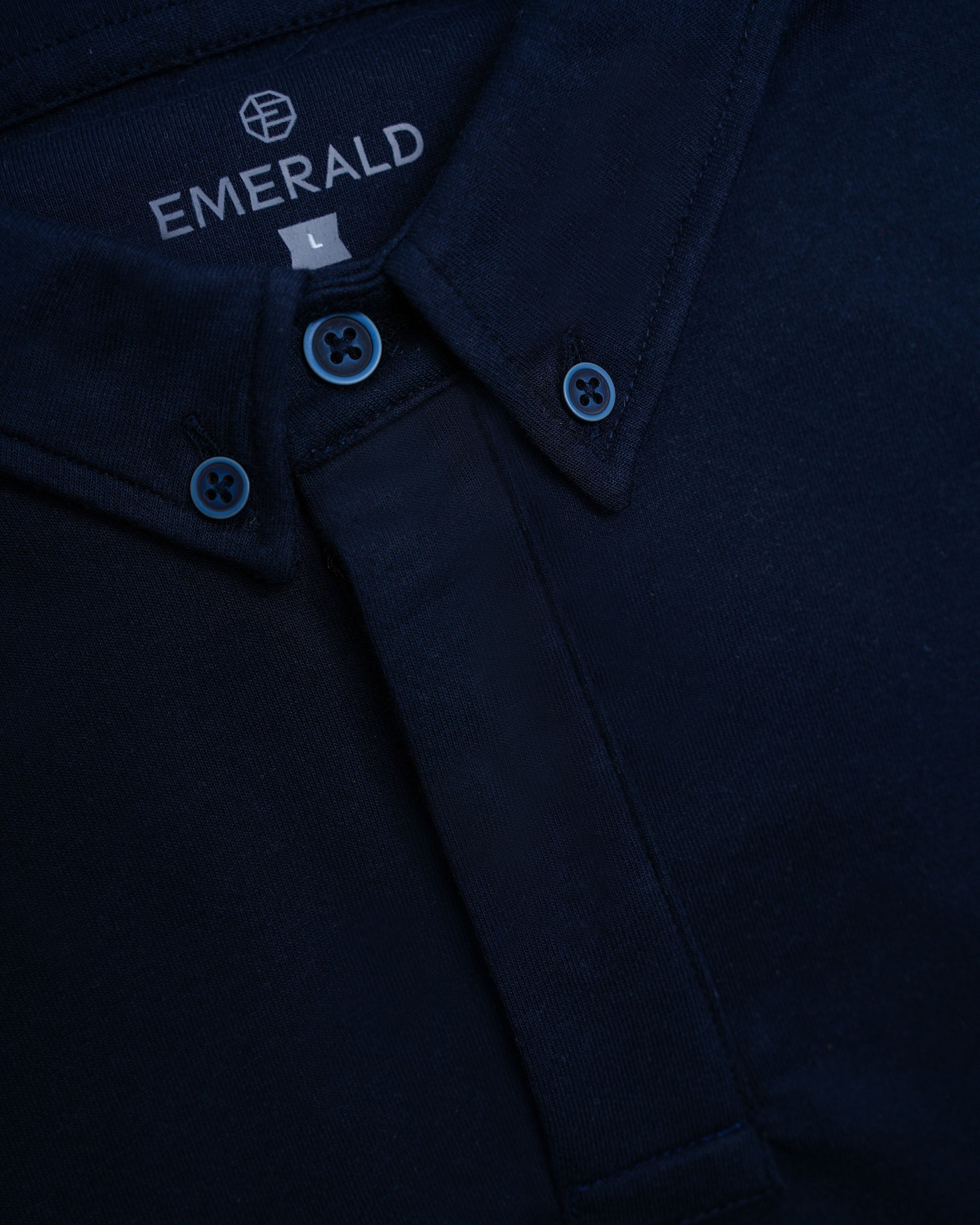 Emerald Polo Plain Slim Fit-Blue Depths