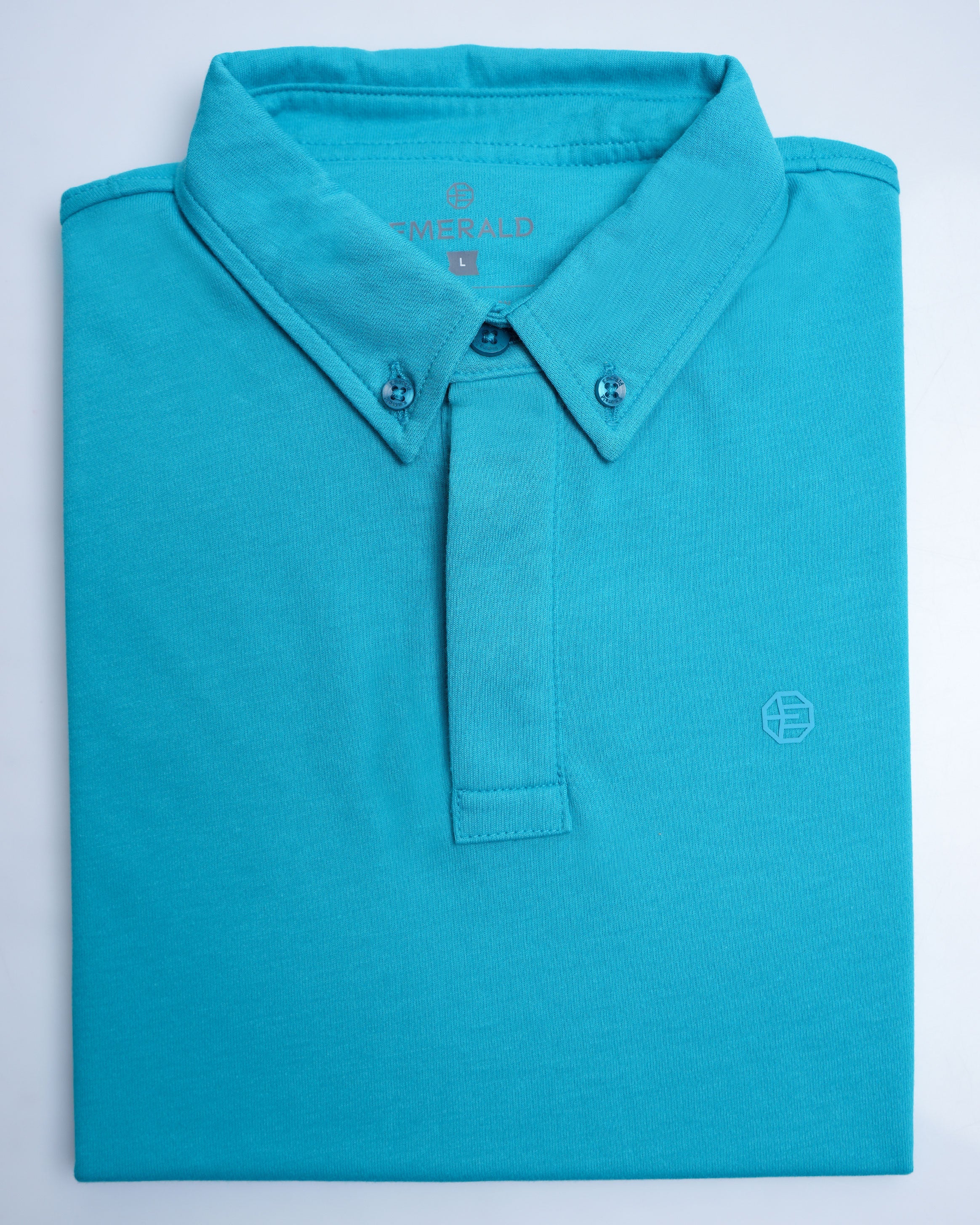 Emerald Polo Plain Slim Fit-Blue Aqua