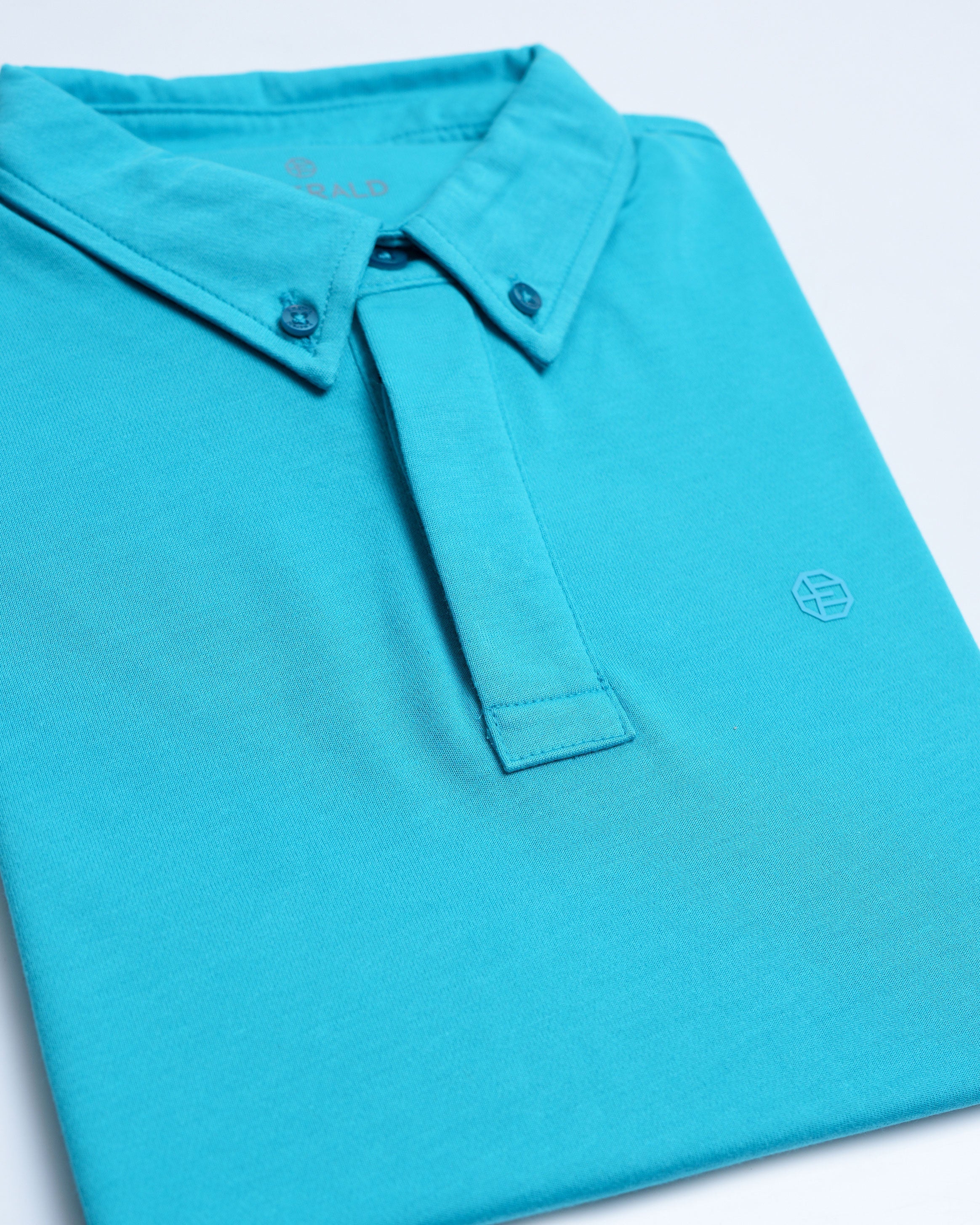 Emerald Polo Plain Slim Fit-Blue Aqua