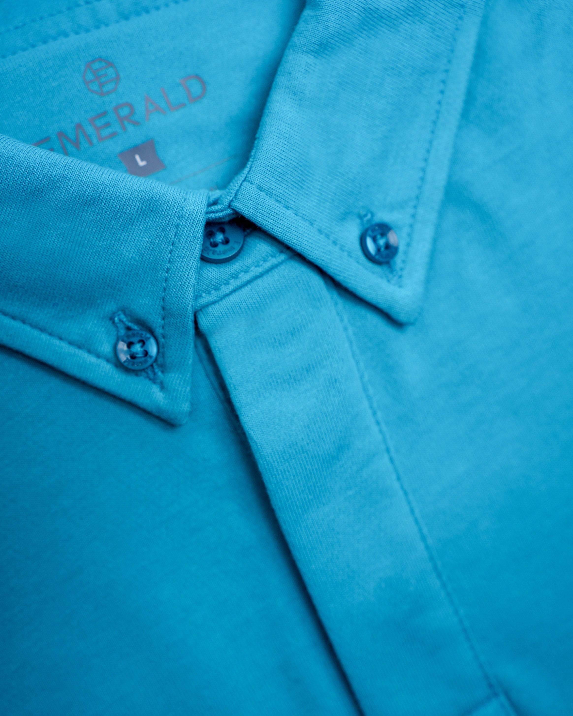 Emerald Polo Plain Slim Fit-Blue Aqua