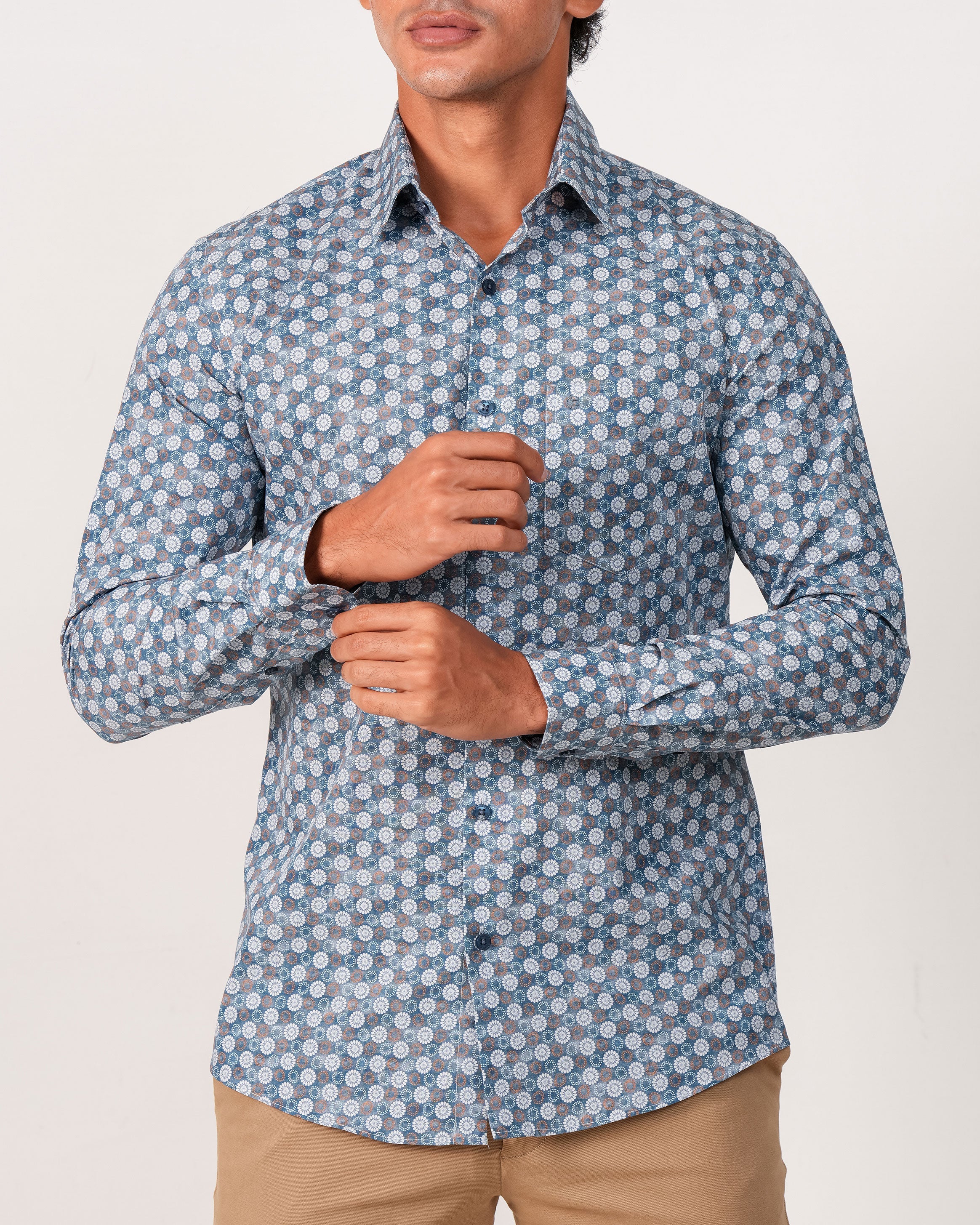 Emerald Evening Printed Slim Fit - Blue Heaven