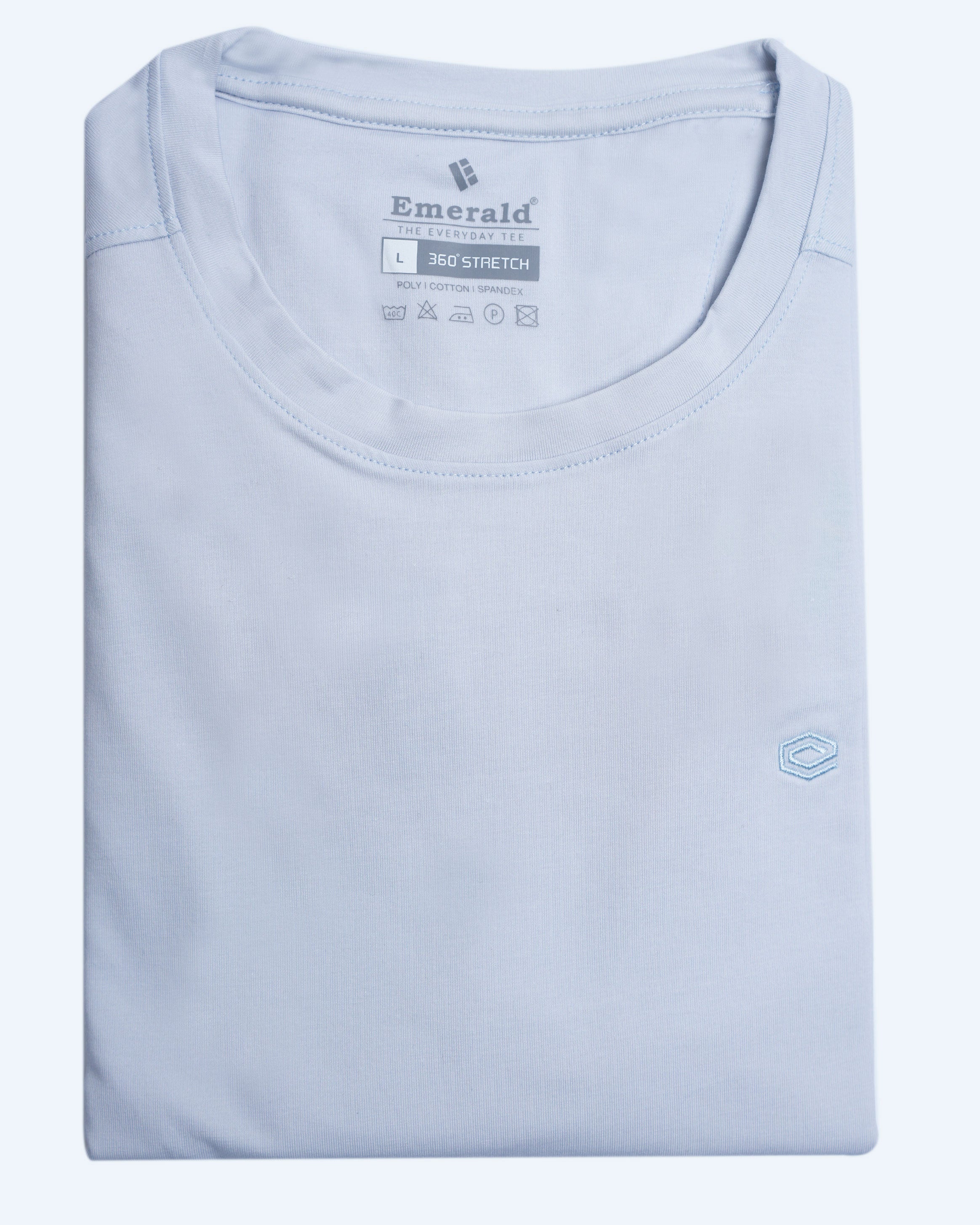 Emerald Crew Neck Trangel Shoulder Tee-Wan Blue