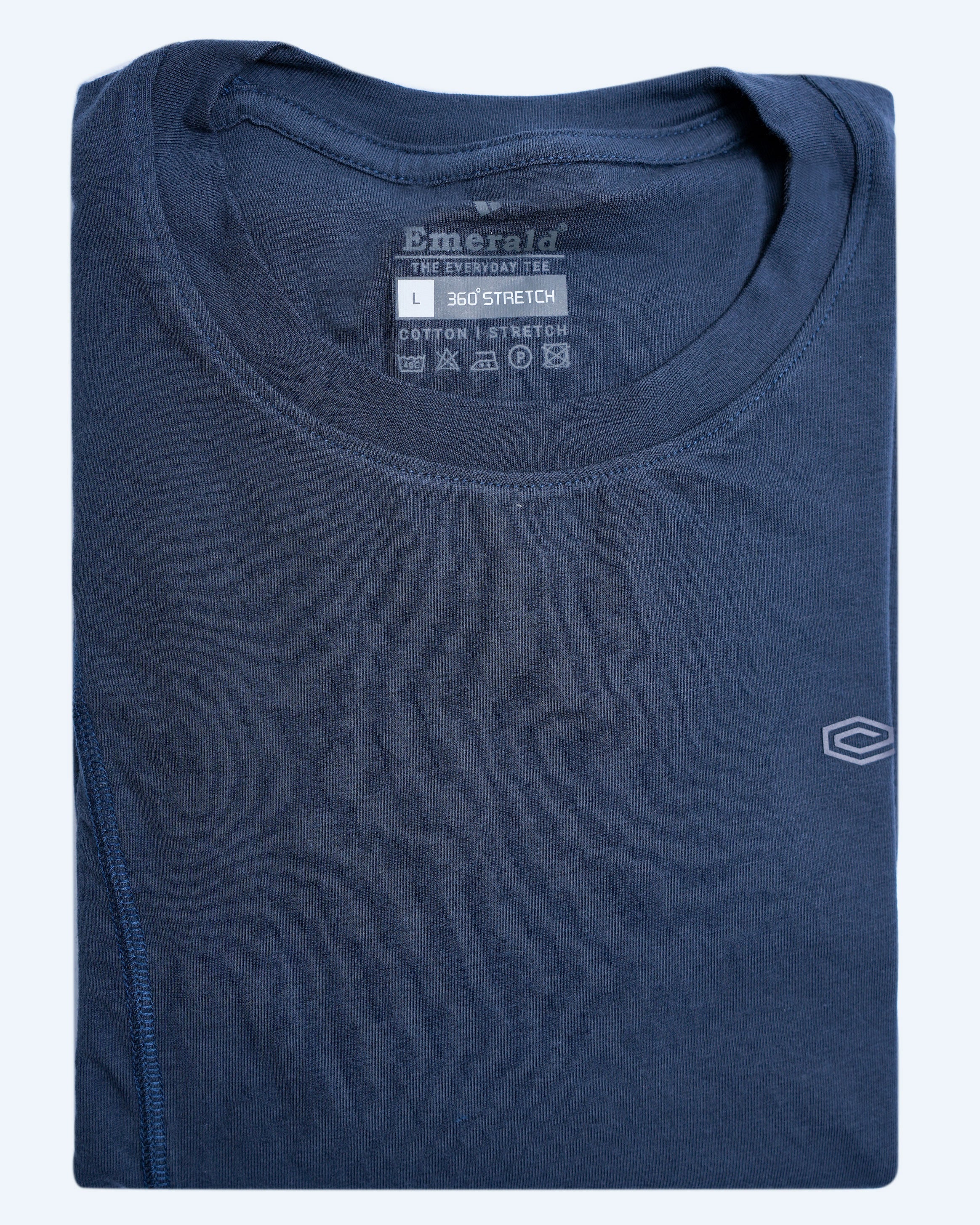 Emerald Plain Crew Neck Tee-Dark Denim