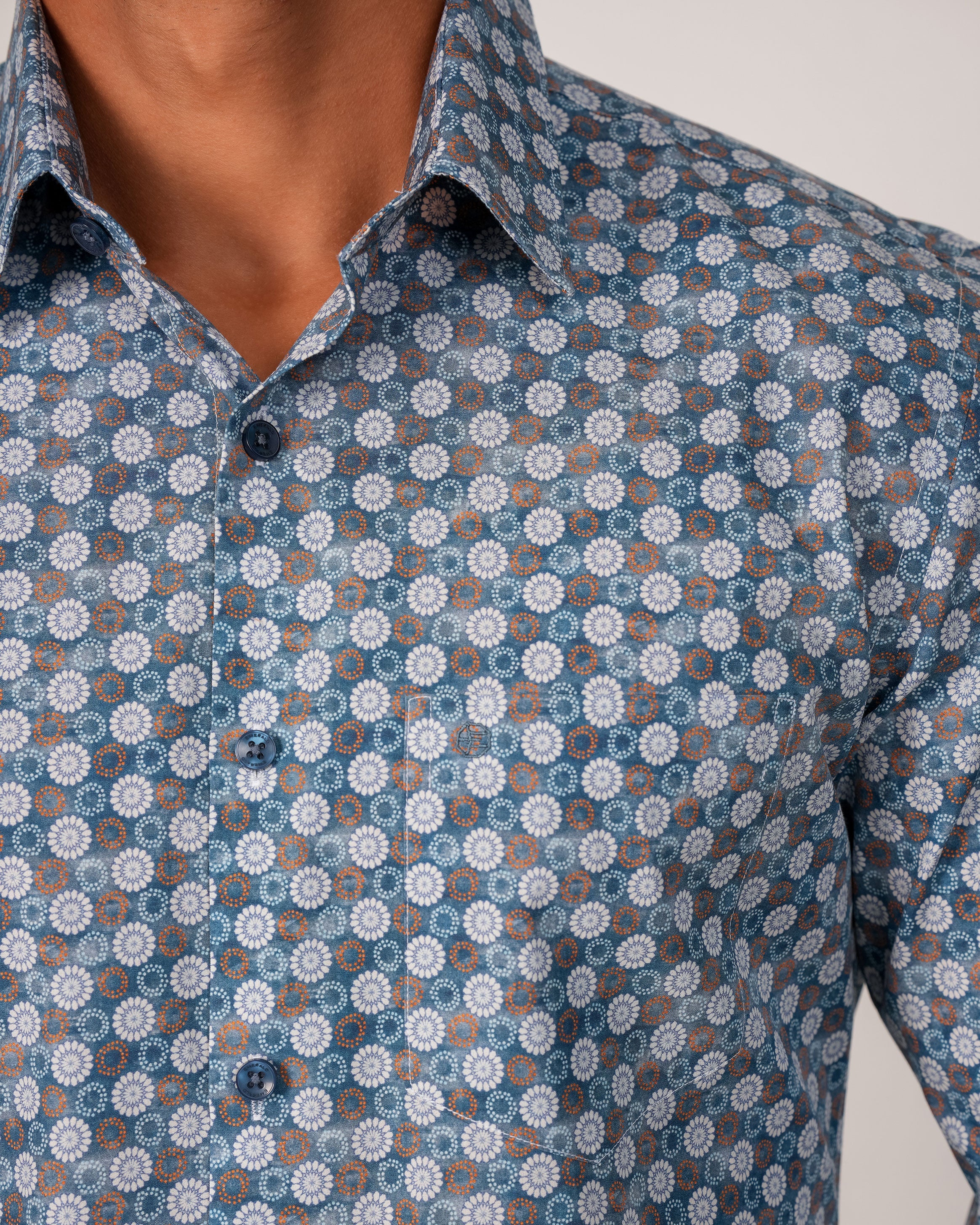 Emerald Evening Printed Slim Fit - Blue Heaven