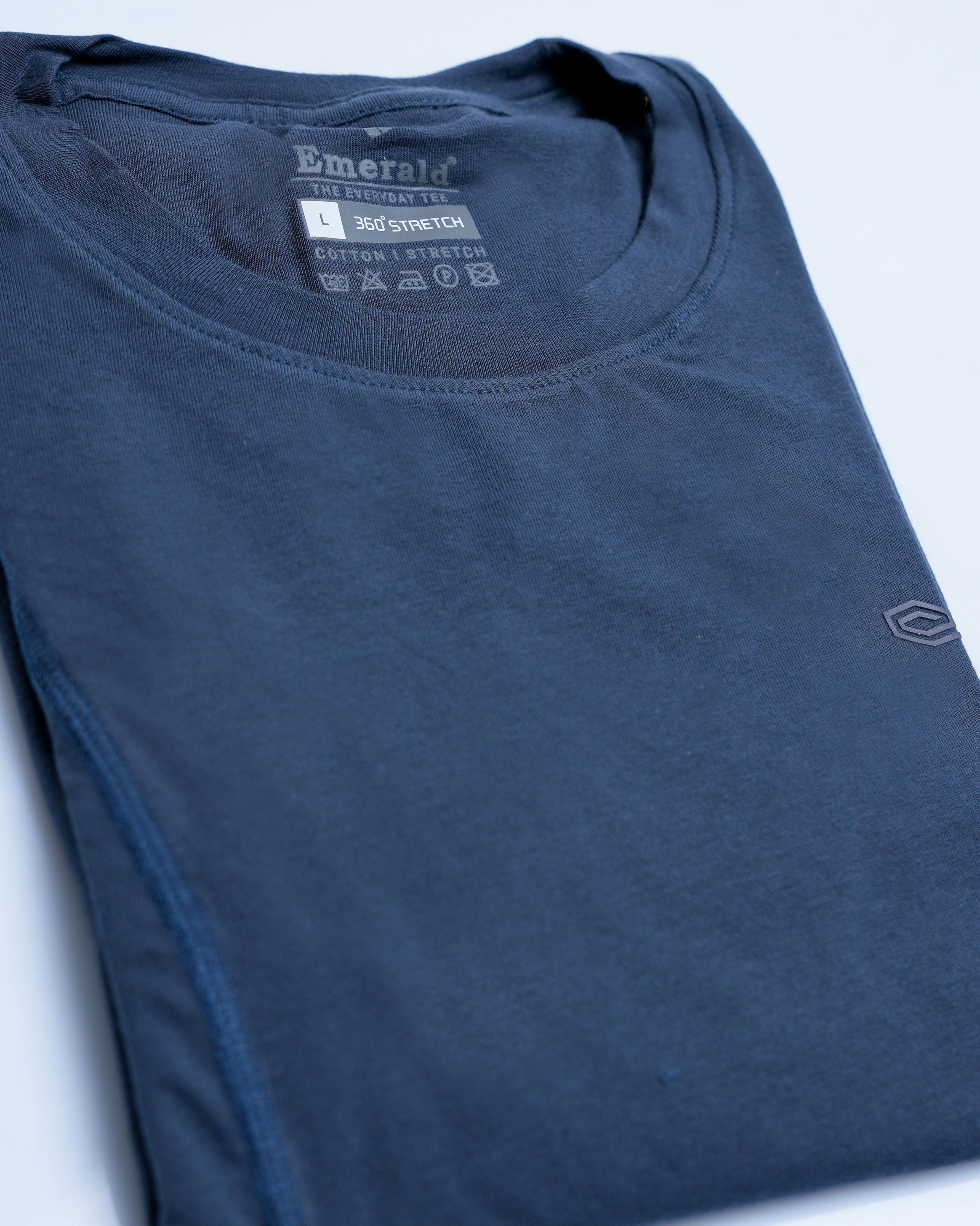 Emerald Plain Crew Neck Tee-Dark Denim