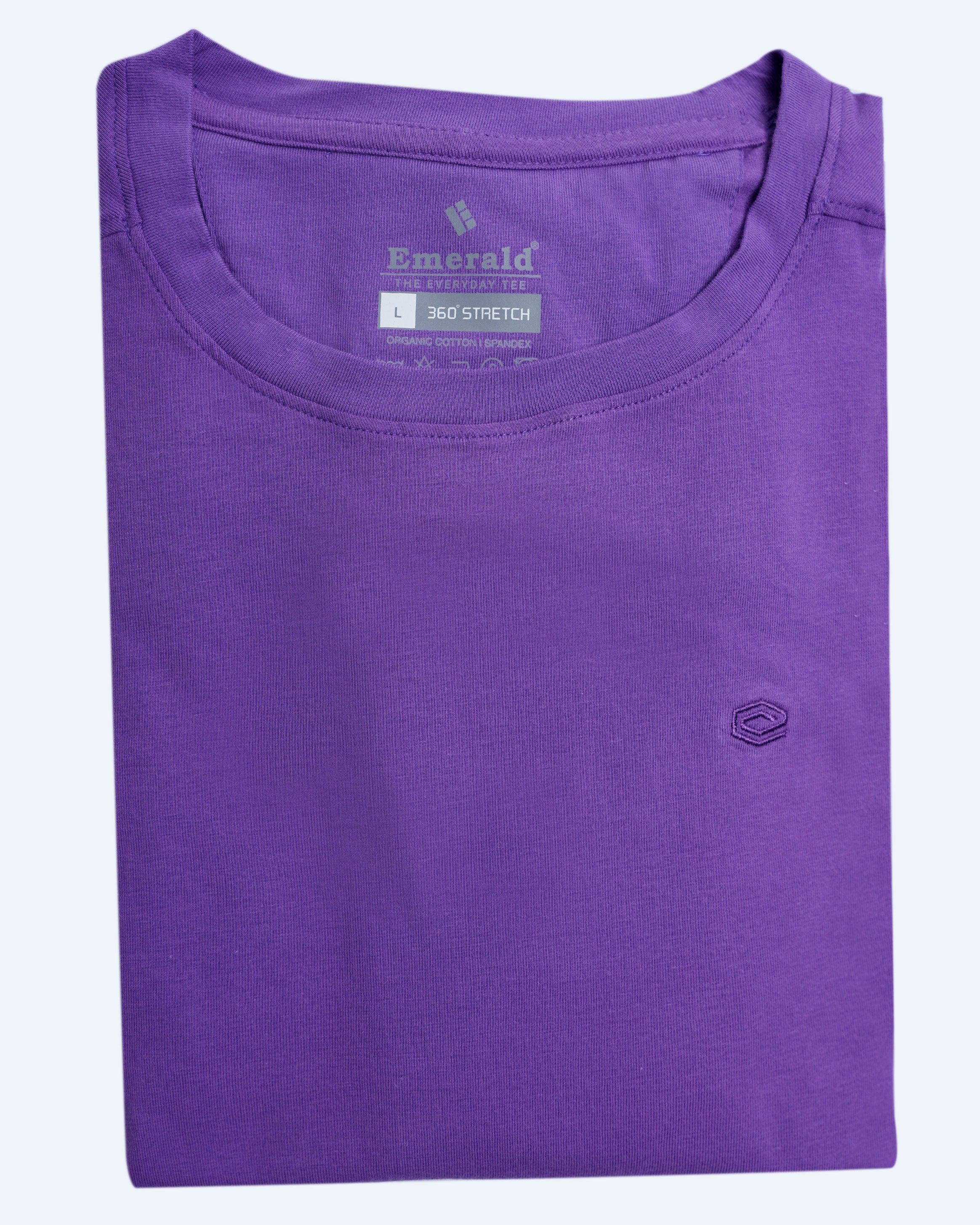 Emerald Crew Neck Trangel Shoulder Tee-Amethyst Orchid