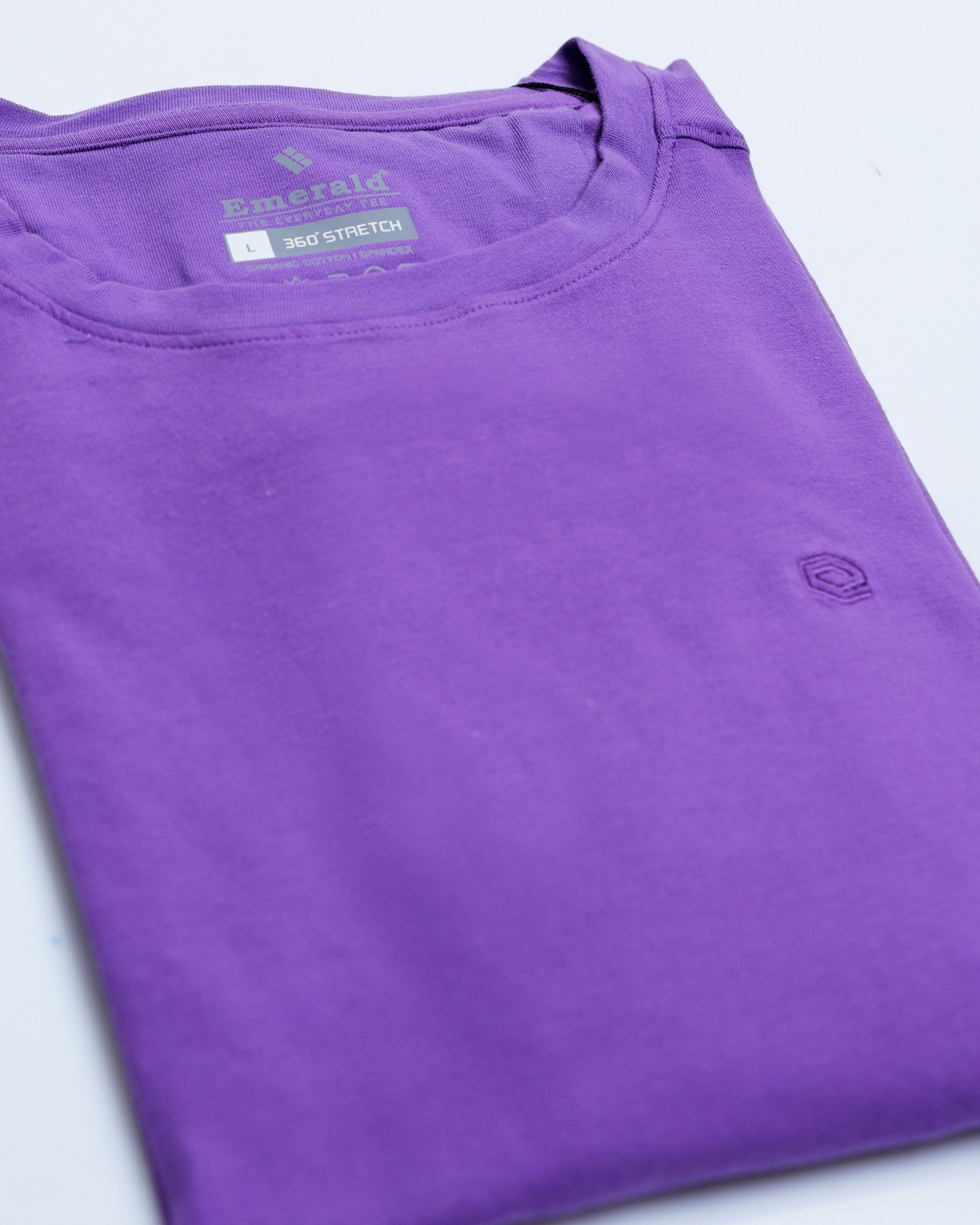 Emerald Crew Neck Trangel Shoulder Tee-Amethyst Orchid