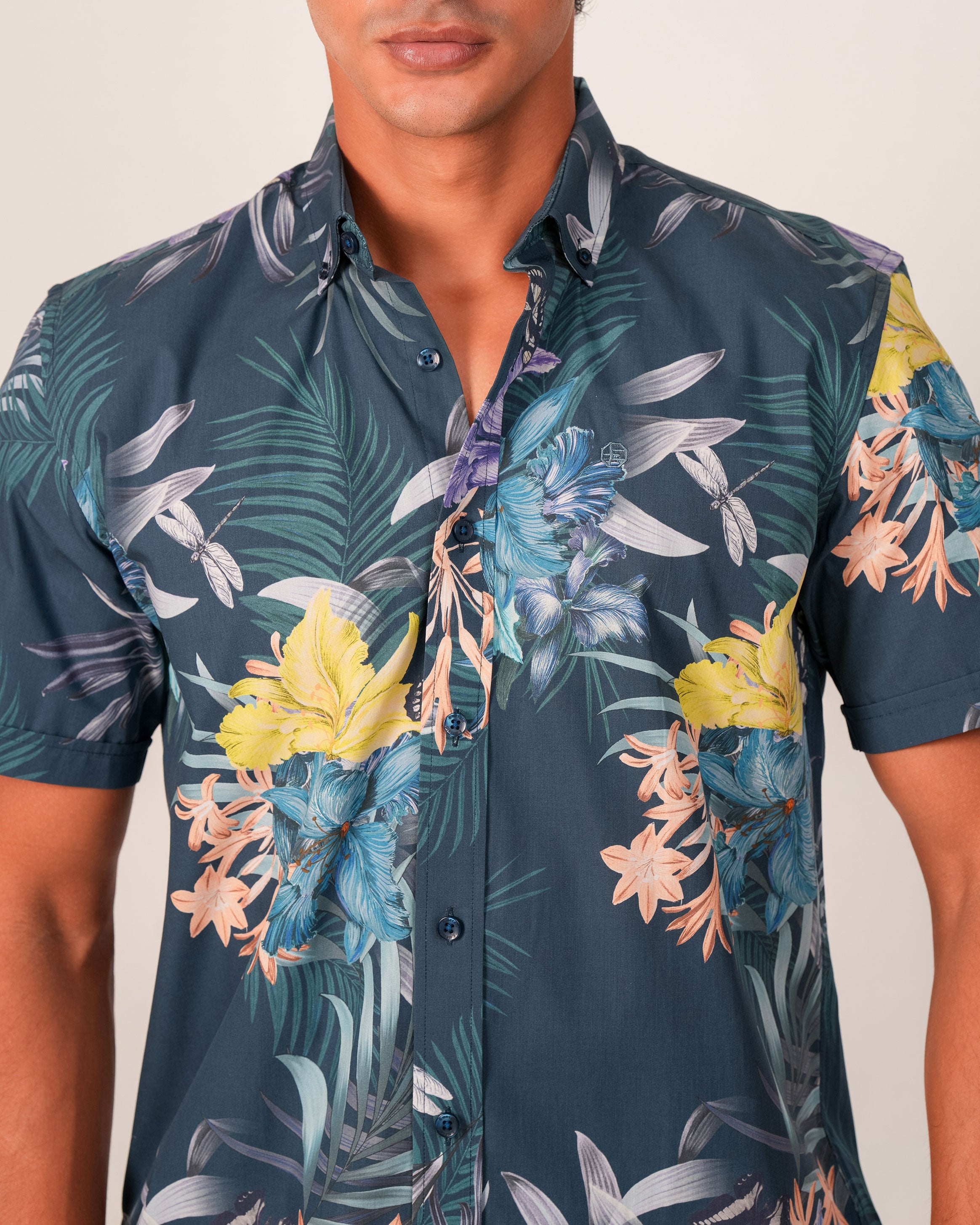 Emerald Casual Printed Regular Fit - Moroccan Blue