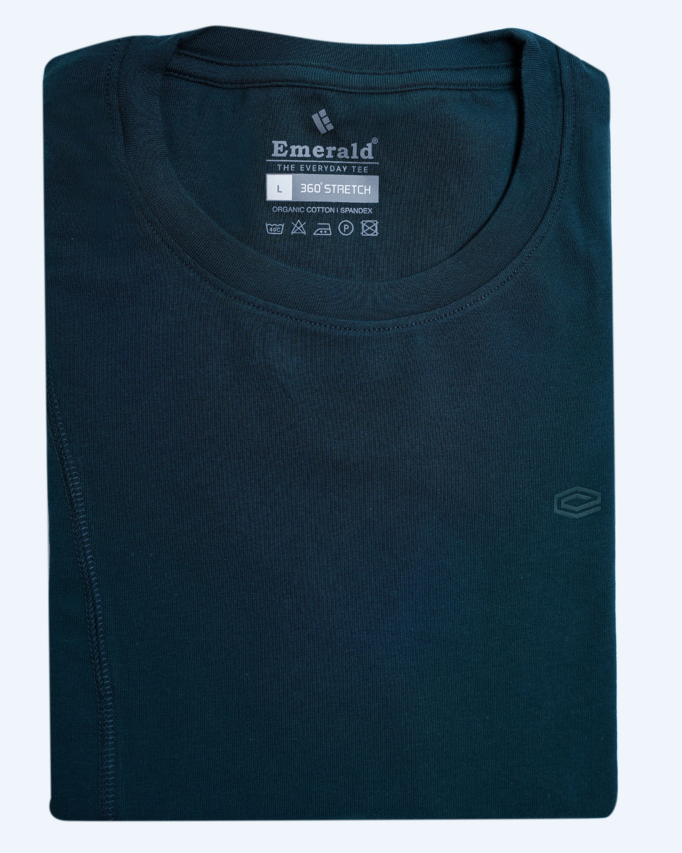 Emerald Plain Crew Neck Tee-Deep Teal