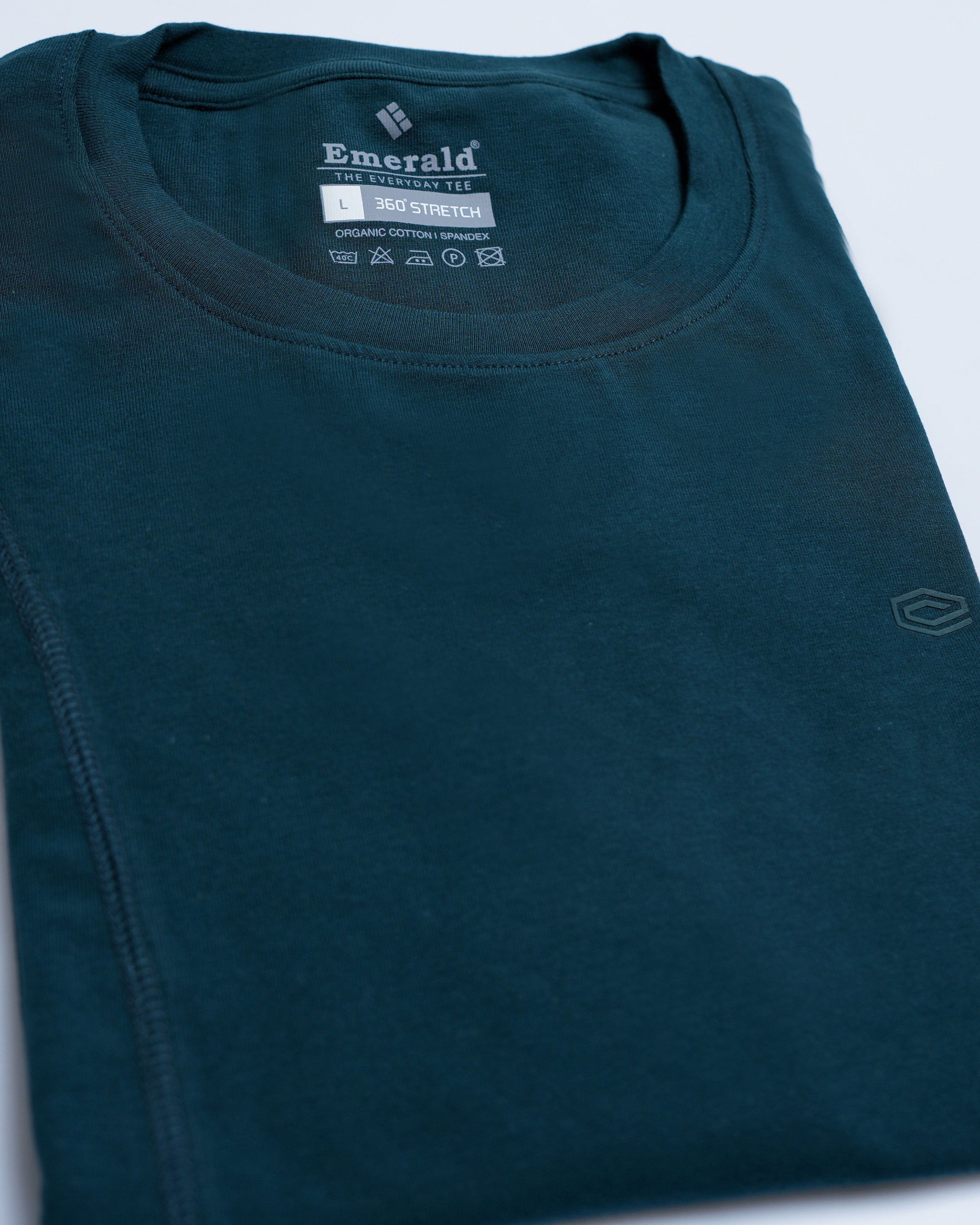 Emerald Plain Crew Neck Tee-Deep Teal