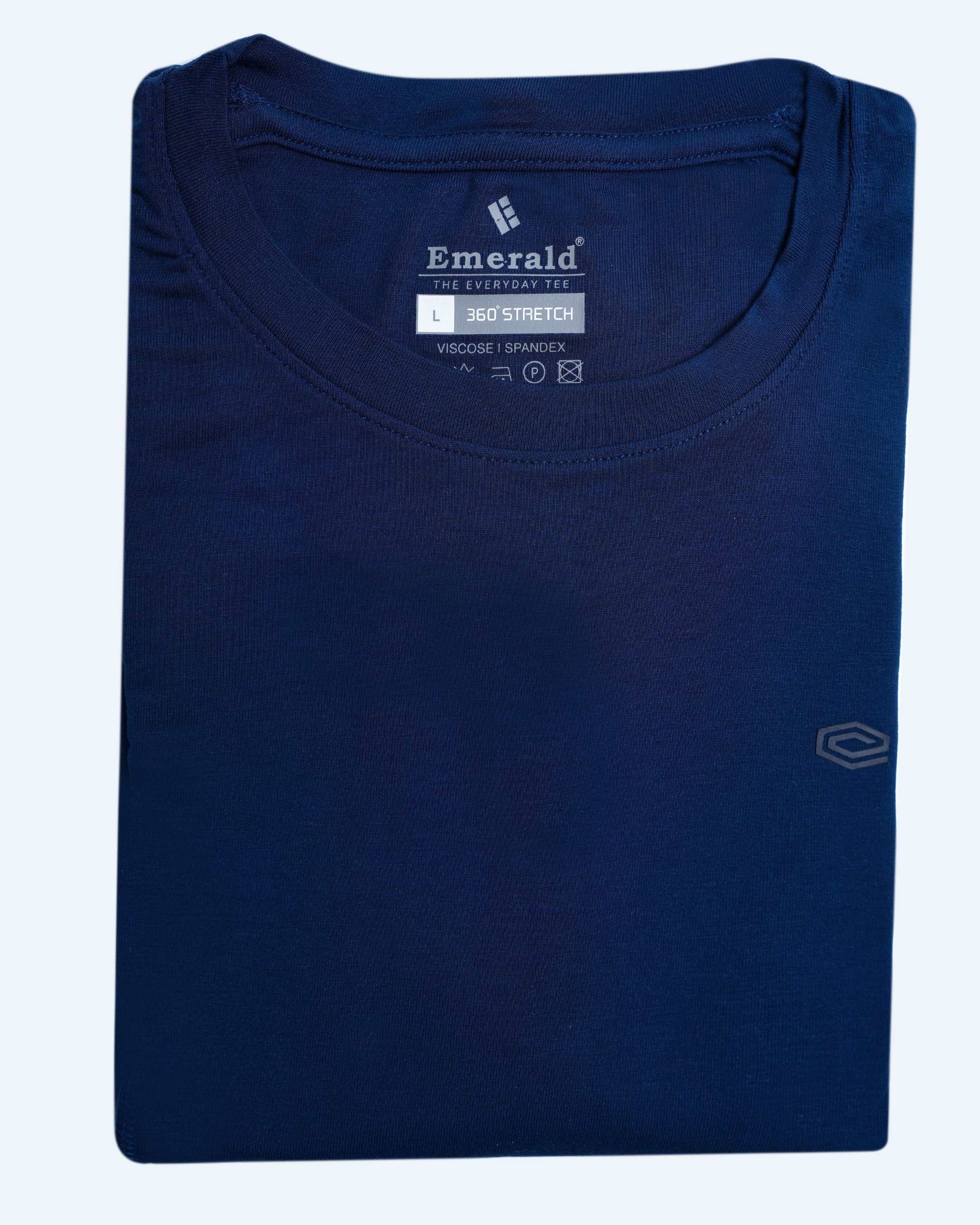 Emerald Plain Crew Neck Tee-Estate Blue