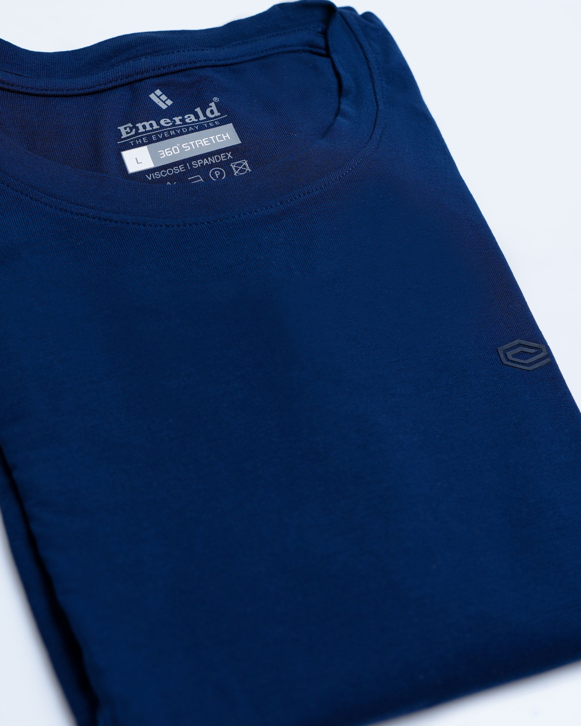 Emerald Plain Crew Neck Tee-Estate Blue