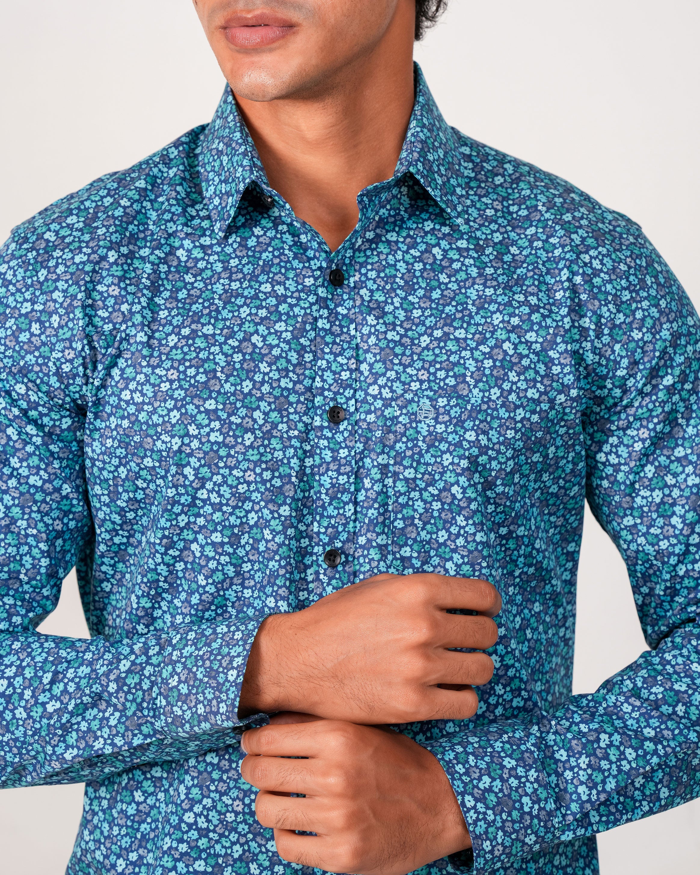 Emerald Evening Printed Slim Fit - True Blue