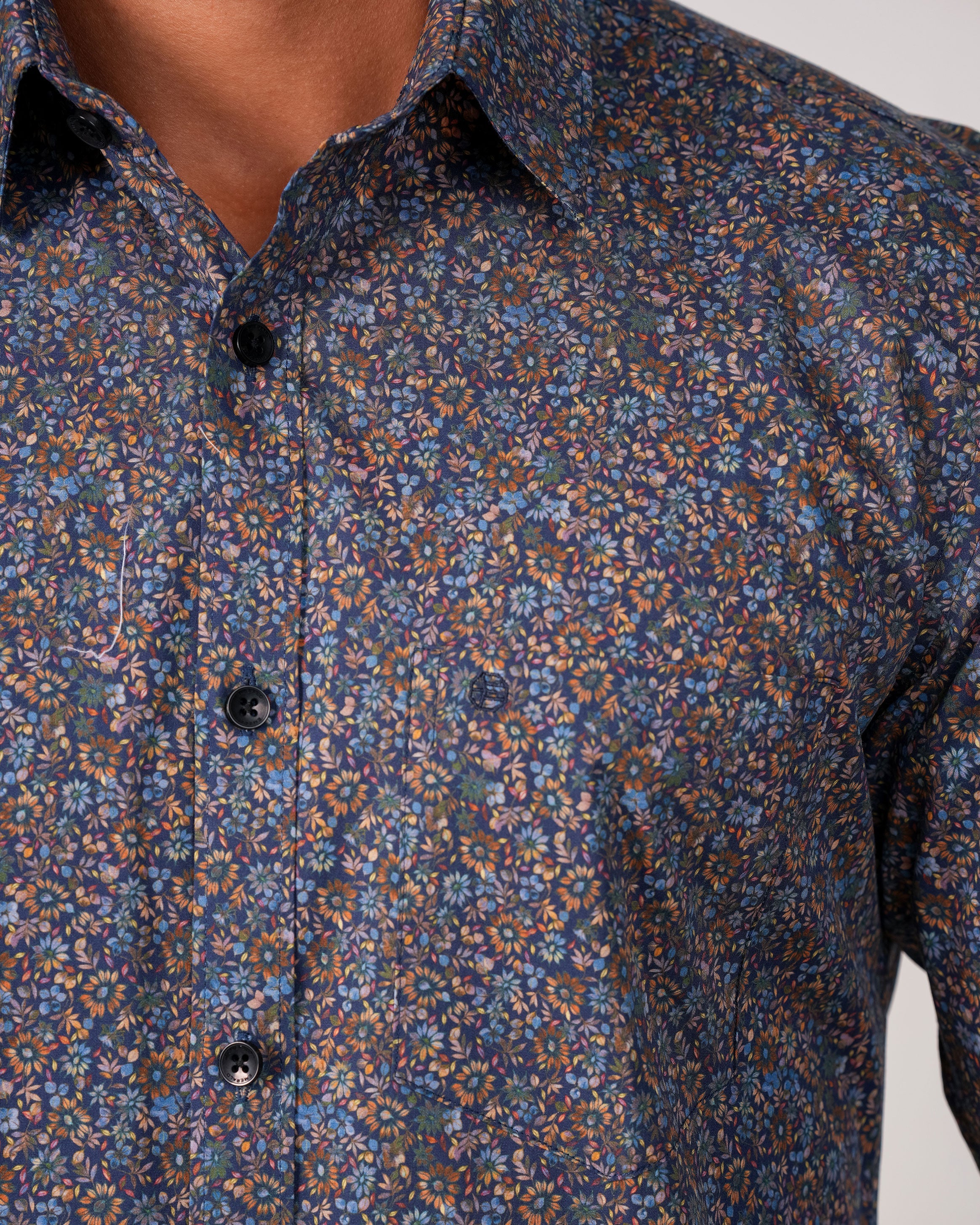 Emerald Evening Printed Slim Fit - Majolica Blue