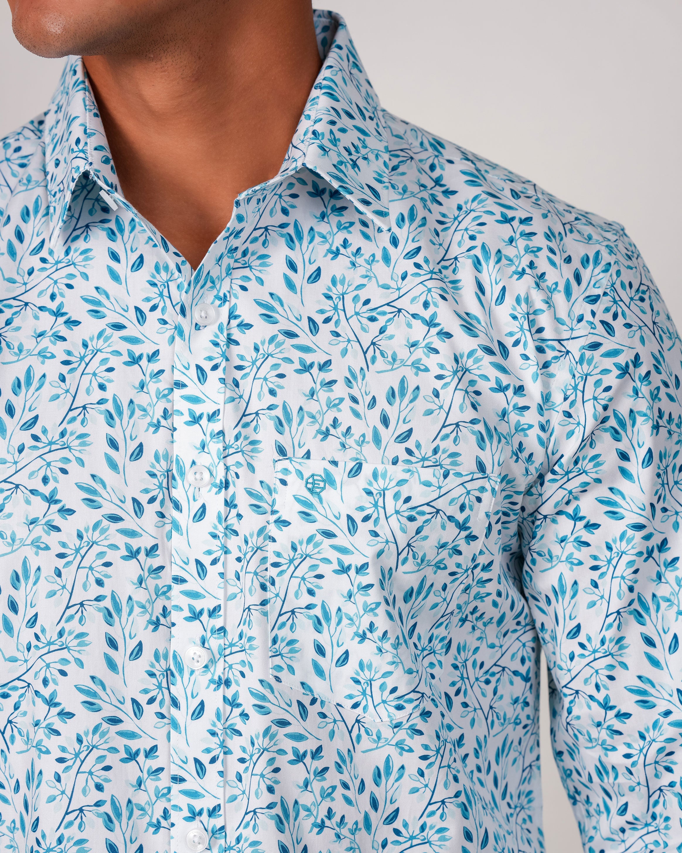 Emerald Evening Printed Slim Fit - Cashmere Blue