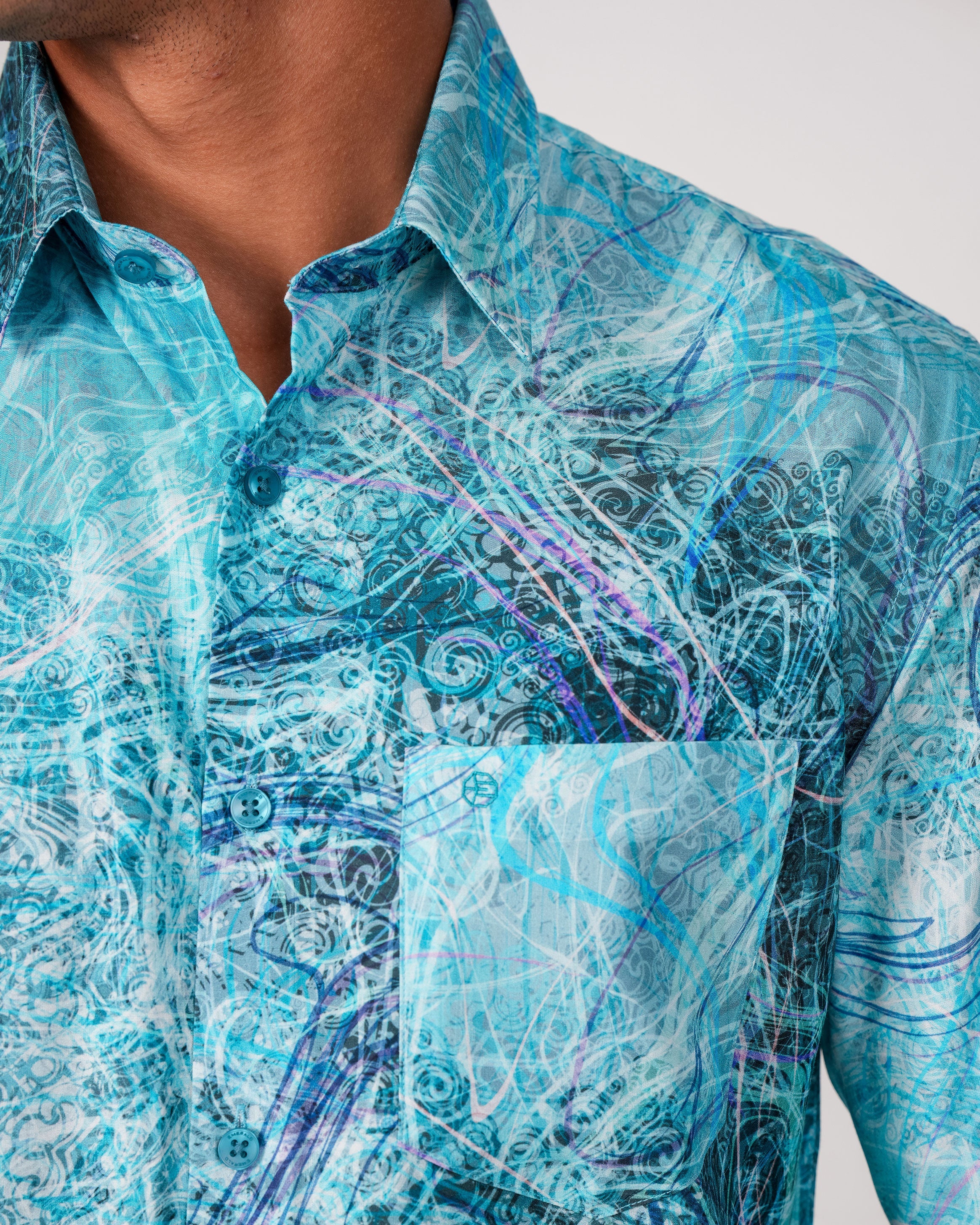 Emerald Evening Printed Slim Fit - Sky