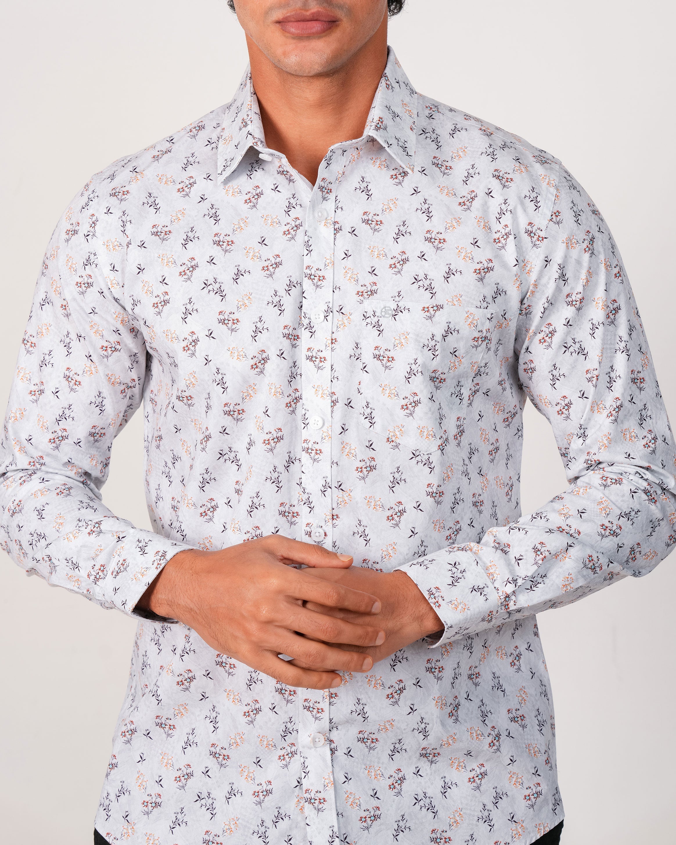 Emerald Evening Printed Slim Fit - Steel Grey