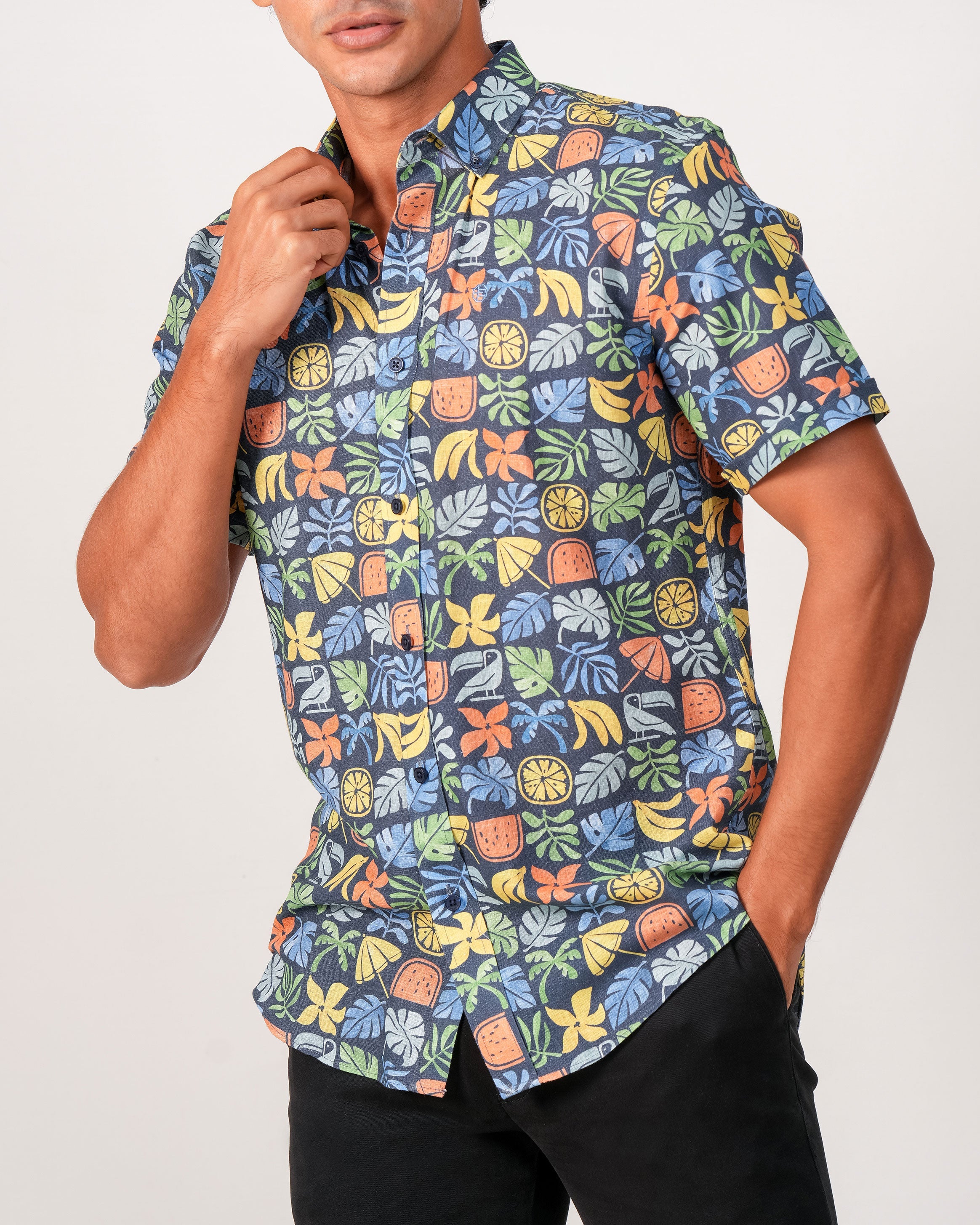 Emerald Casual Printed Regular Fit - Orion Blue