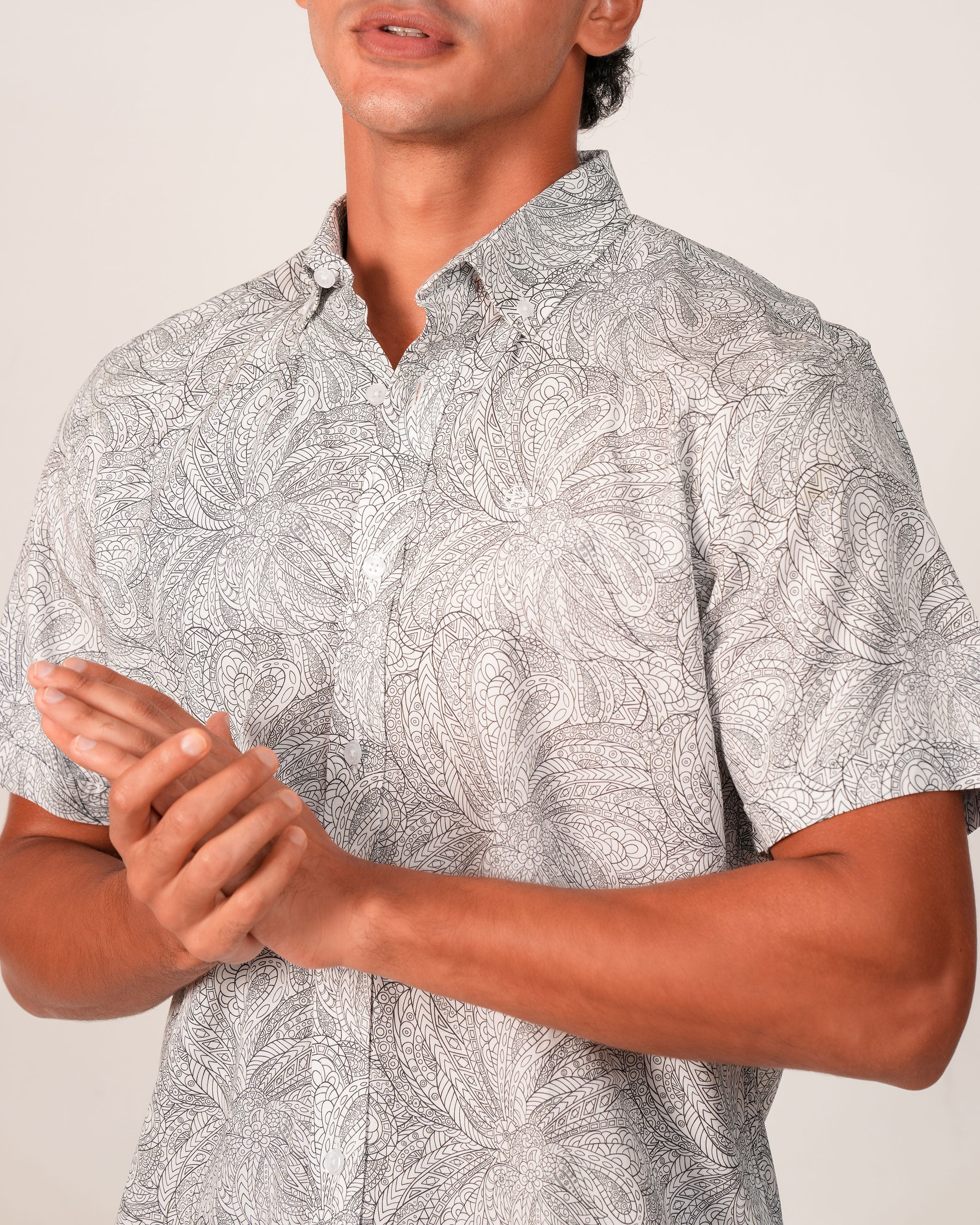 Emerald Casual Printed Regular Fit - Black