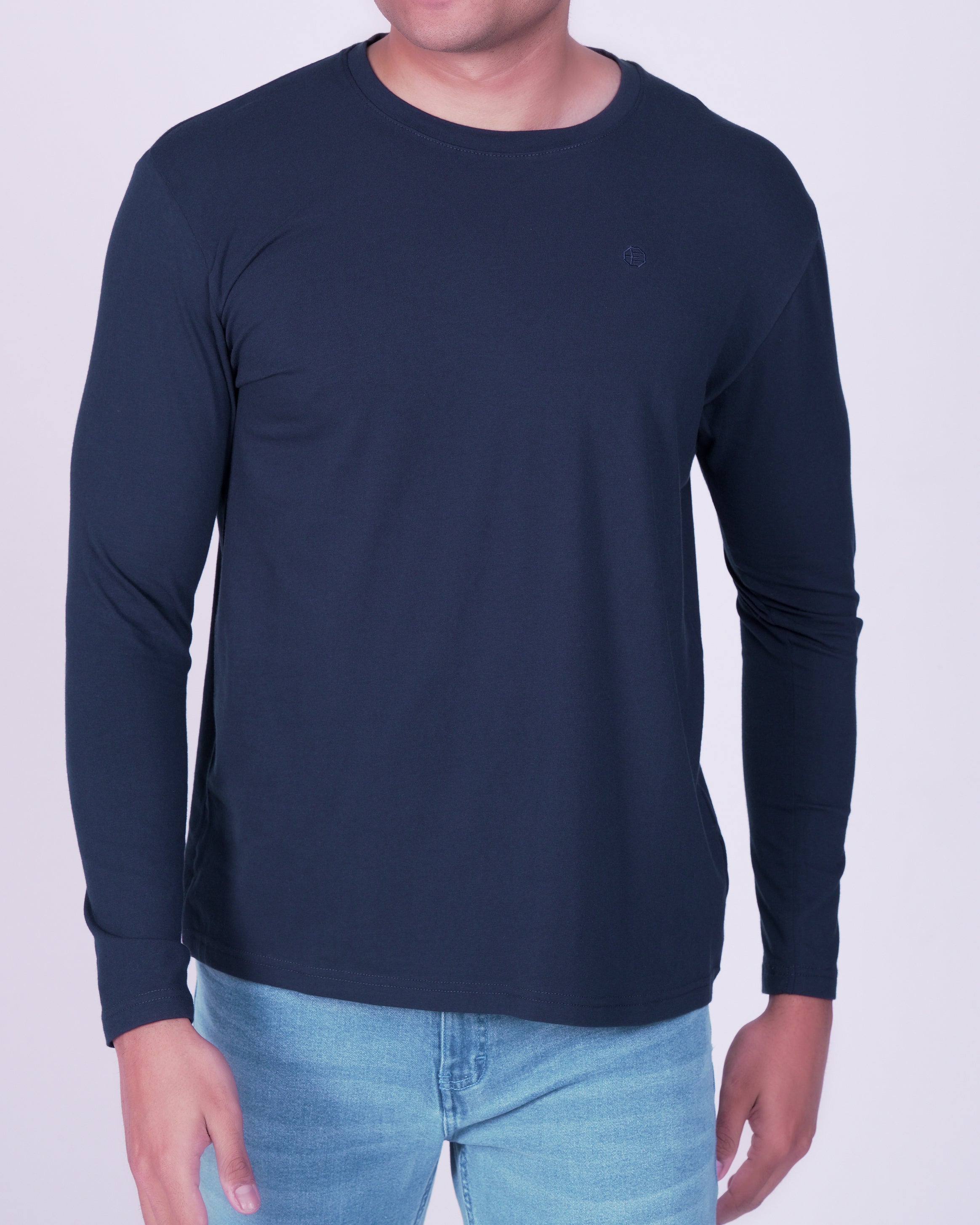 Emerald Crew Neck Plain Slim Fit-Blue Astral