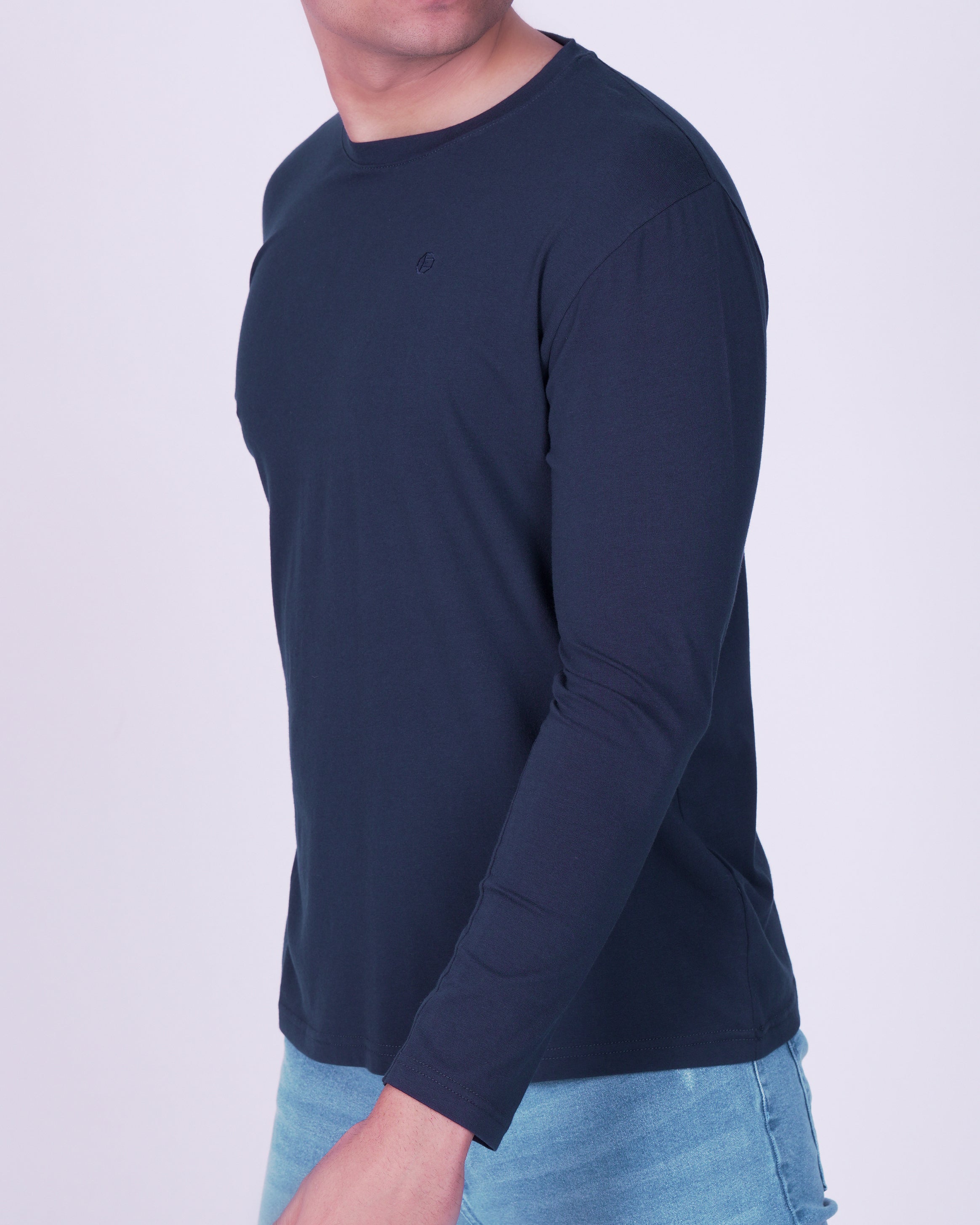Emerald Crew Neck Plain Slim Fit-Blue Astral