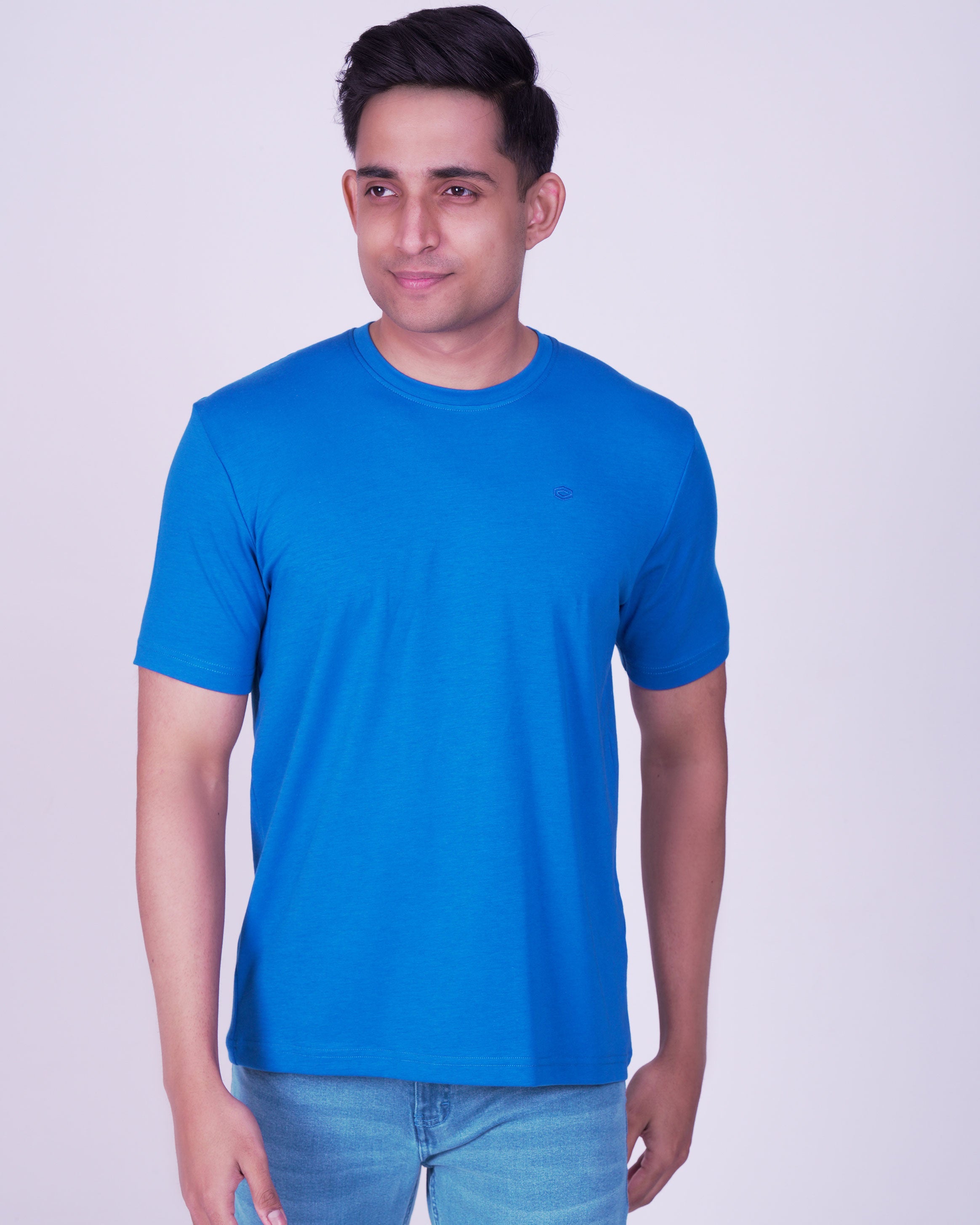 Emerald Crew Neck Slim Fit-Dazzling Blue