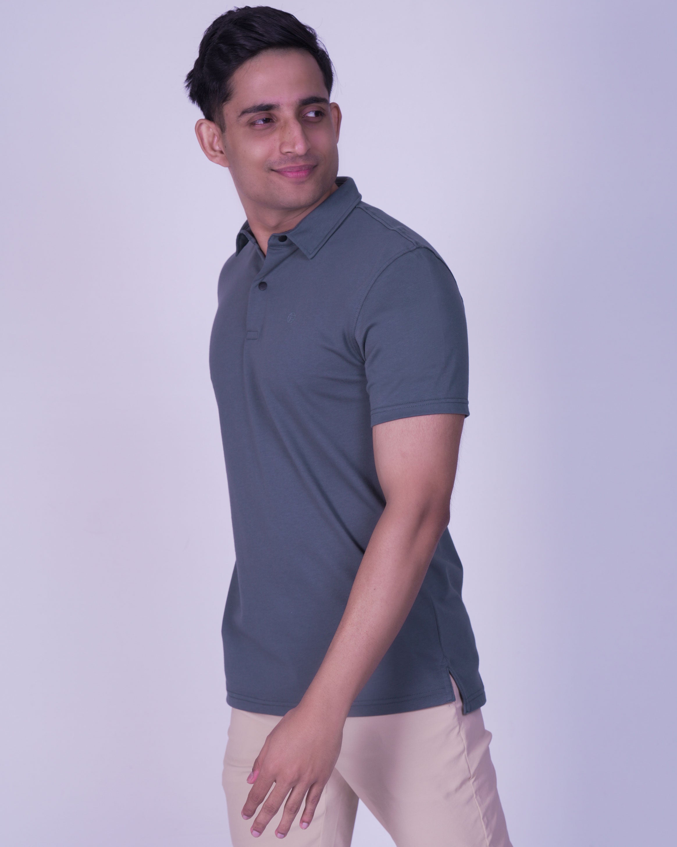 Emerald Polo Plain Slim Fit-Cloud Burst