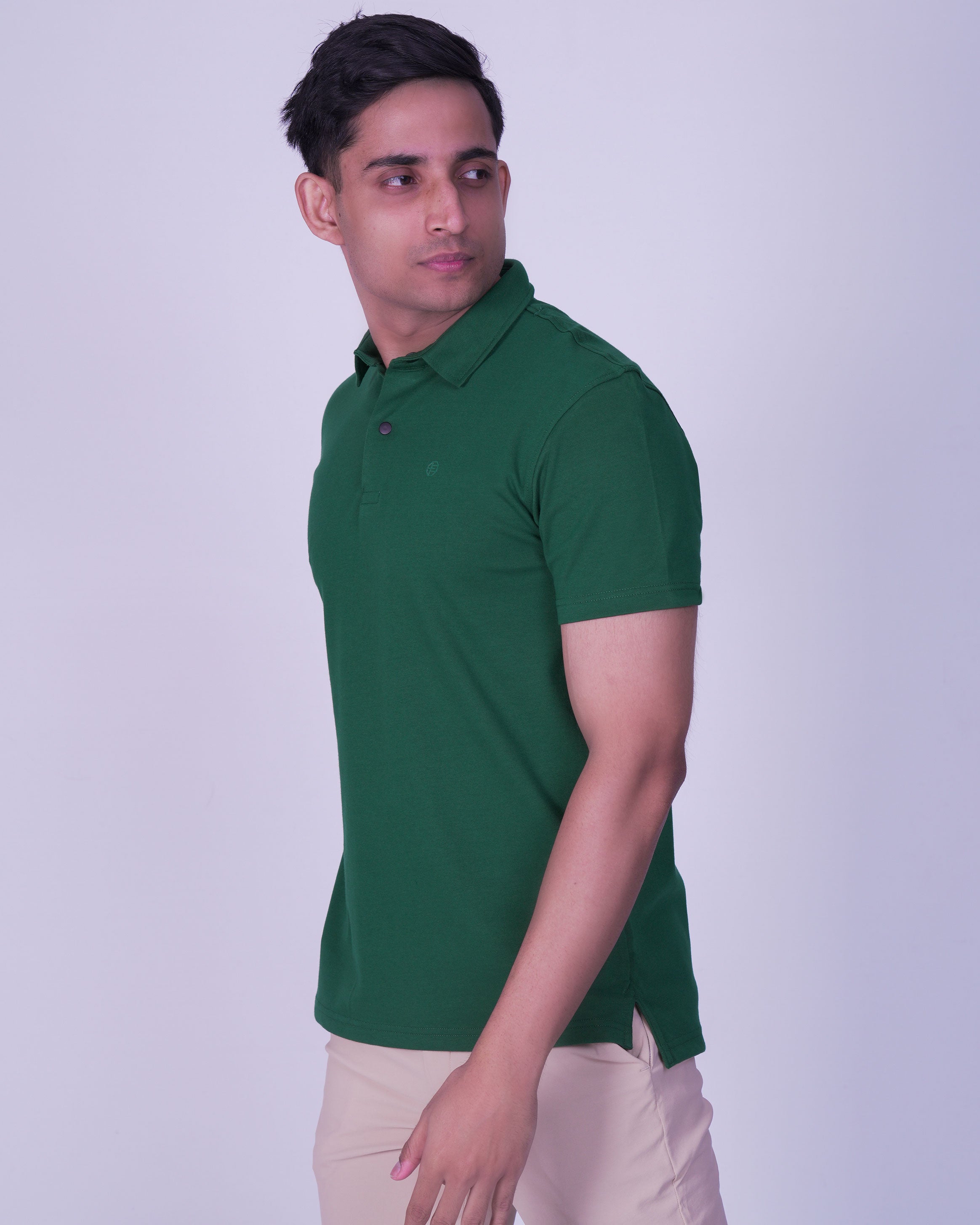 Emerald Polo Plain Slim Fit-Green Lake