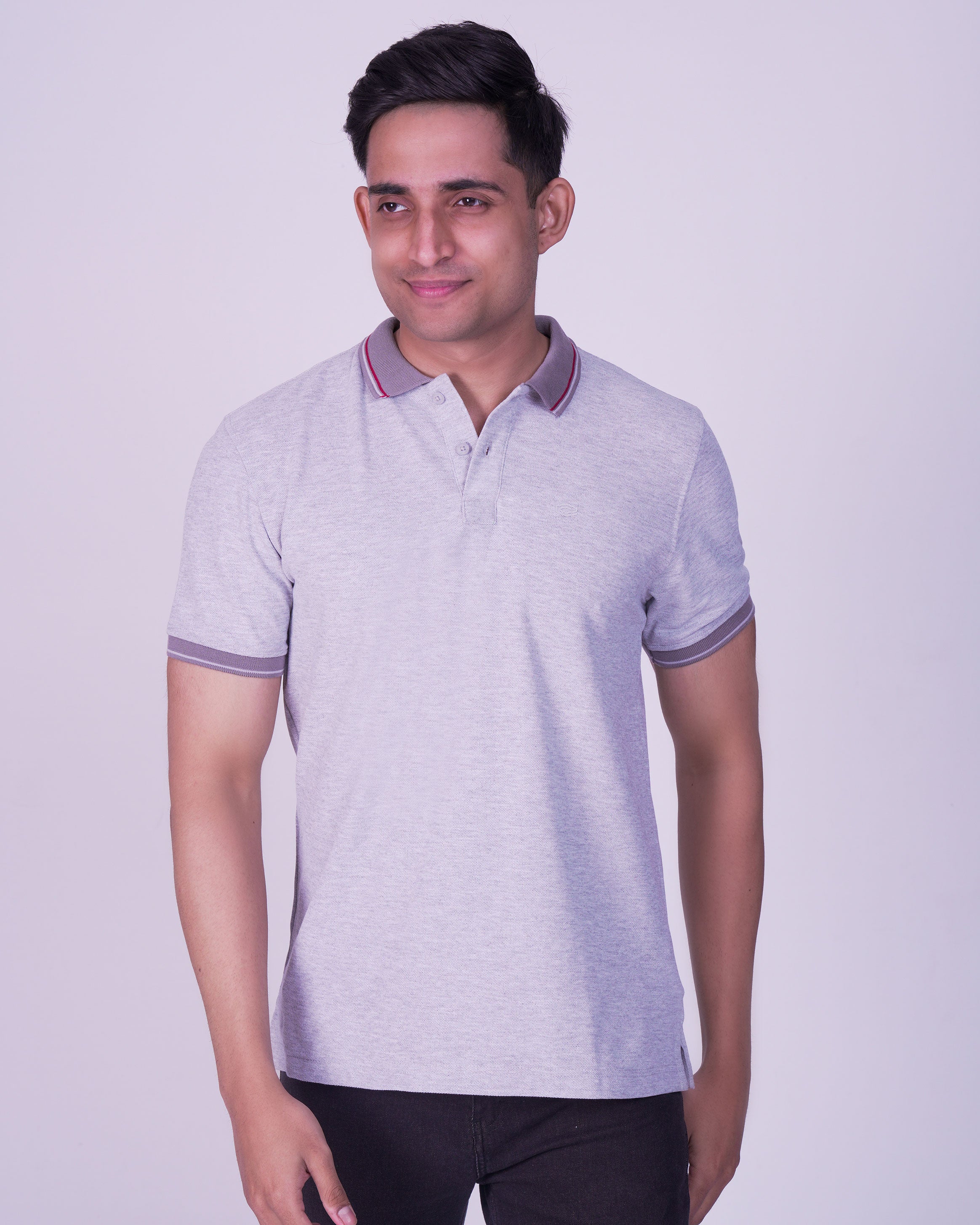 Emerald Polo Pique Solid Slim Fit-Dapple Grey