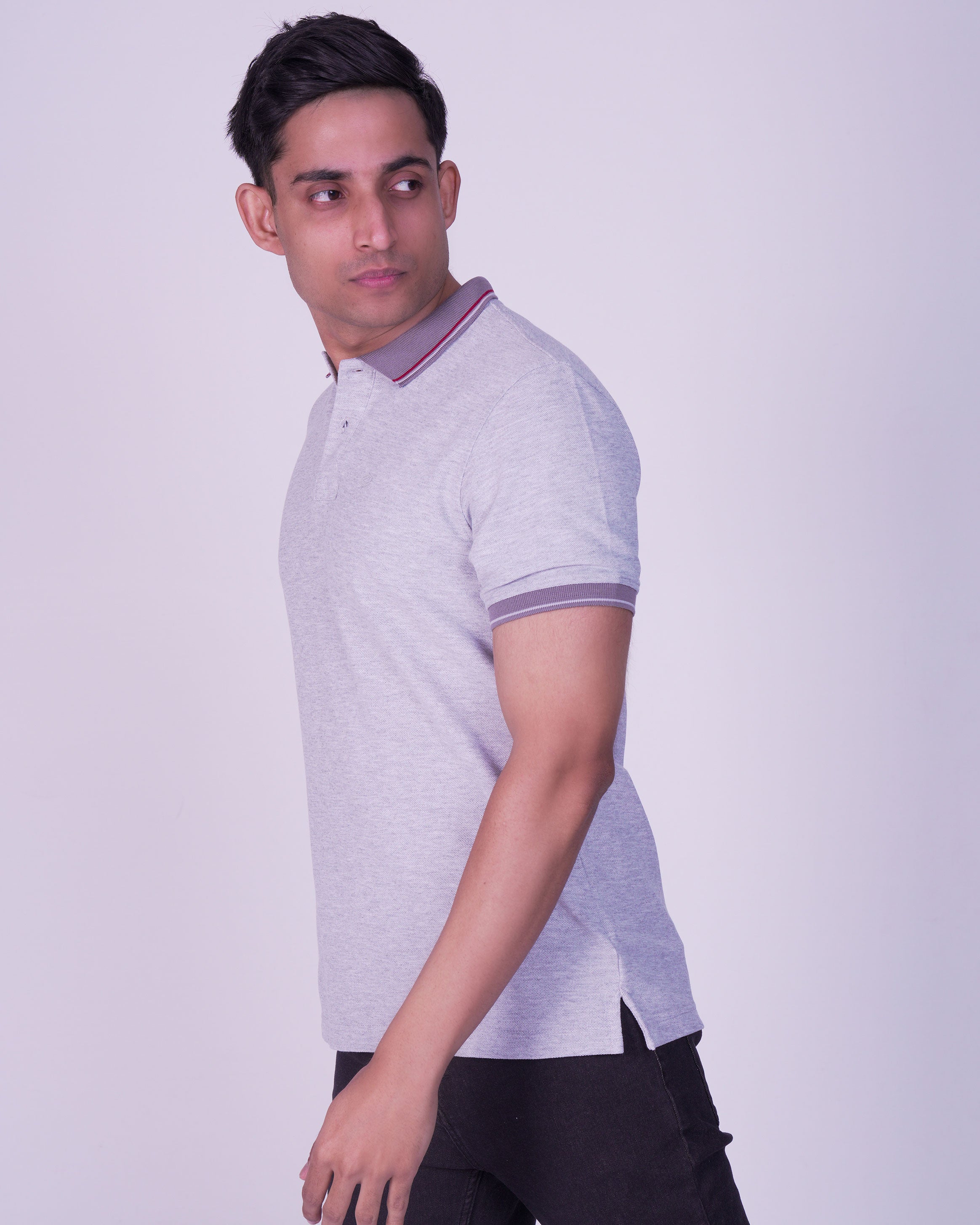 Emerald Polo Pique Solid Slim Fit-Dapple Grey