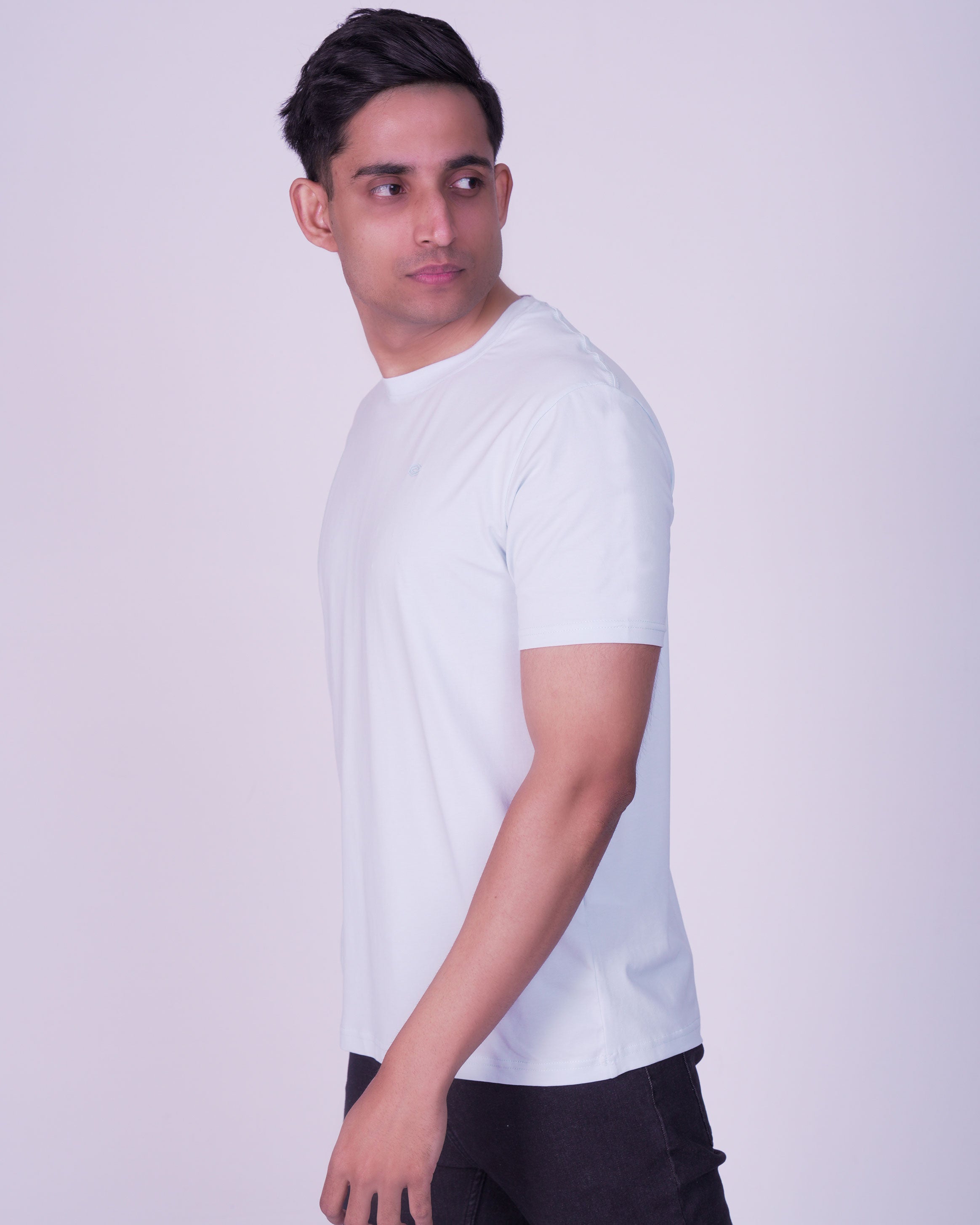 Emerald Crew Neck Slim Fit-Pastel Blue